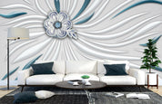 3D Embossed White Floral Wall Mural Wallpaper LQH 359- Jess Art Decoration