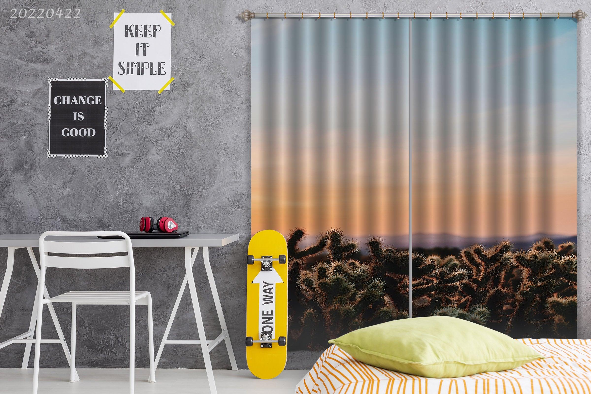 3D Landscape Plant Thorn Hill Sunset Curtains and Drapes GD 4206- Jess Art Decoration