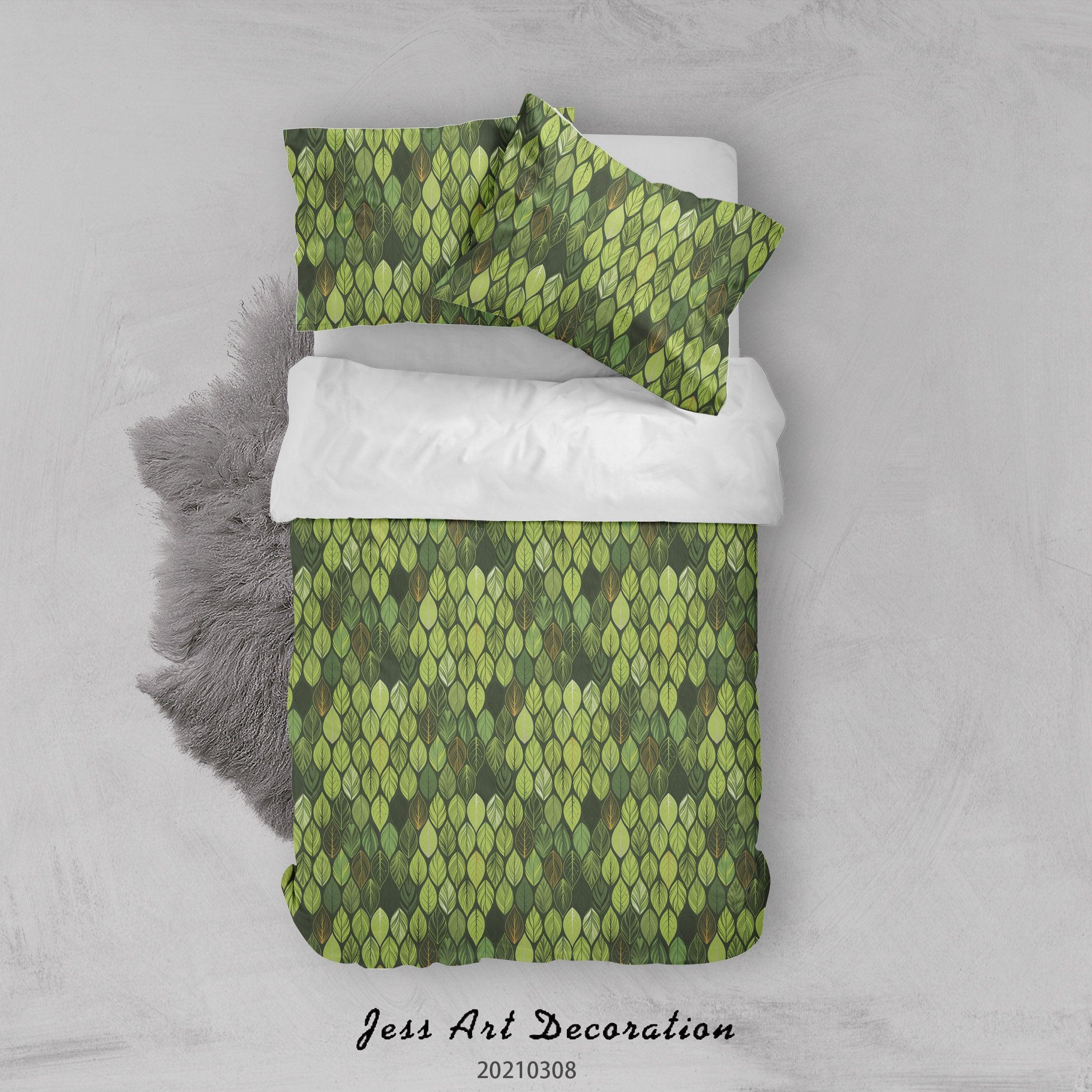 3D Abstract Green Leaf Quilt Cover Set Bedding Set Duvet Cover Pillowcases 261- Jess Art Decoration