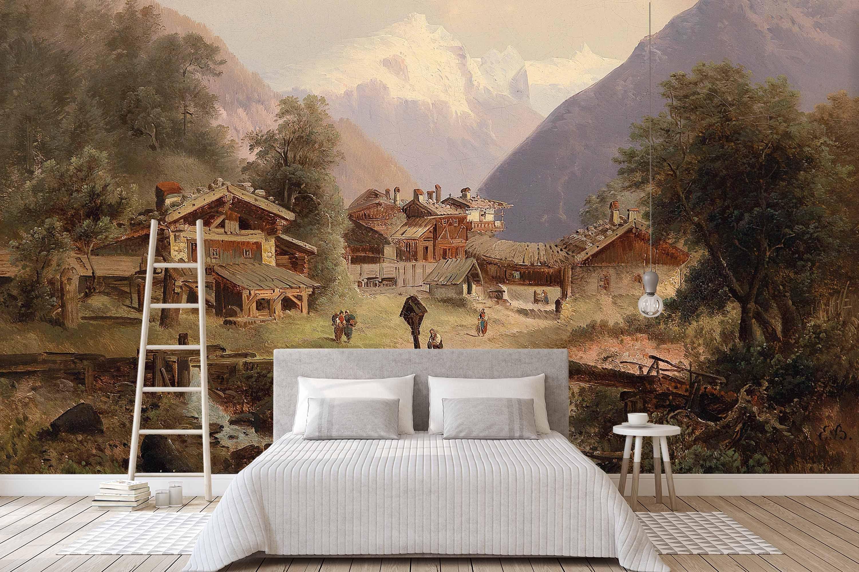 3D alpine cabin oil painting wall mural wallpaper 43- Jess Art Decoration