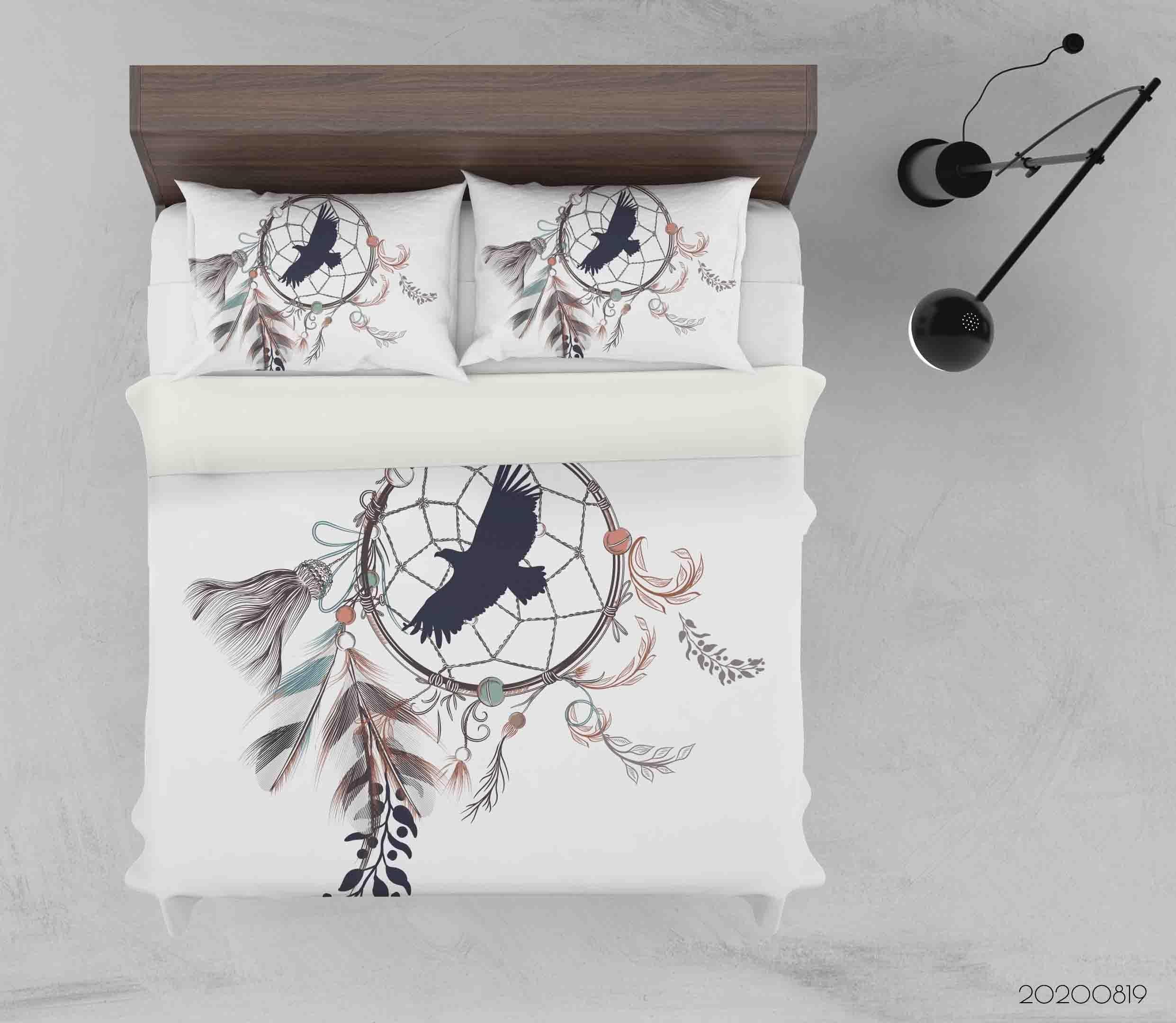 3D Hand Drawn Dreamcatcher Black Bird Quilt Cover Set Bedding Set Duvet Cover Pillowcases LXL- Jess Art Decoration