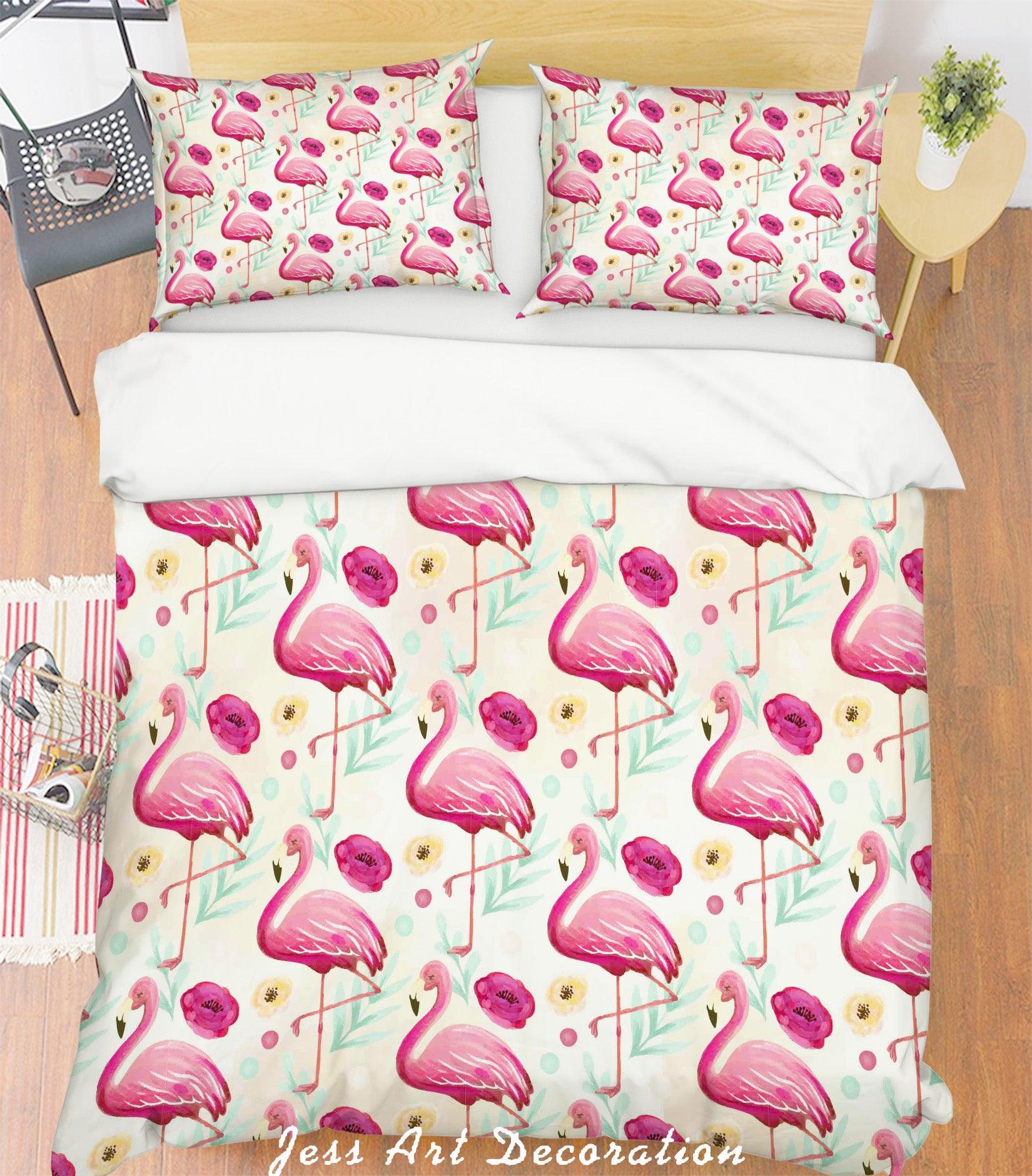 3D Pink Flamingos Quilt Cover Set Bedding Set Pillowcases 192- Jess Art Decoration