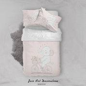 3D Cartoon Cute Animal Elephant Bicycle Star Quilt Cover Set Bedding Set Duvet Cover Pillowcases WJ 9509- Jess Art Decoration