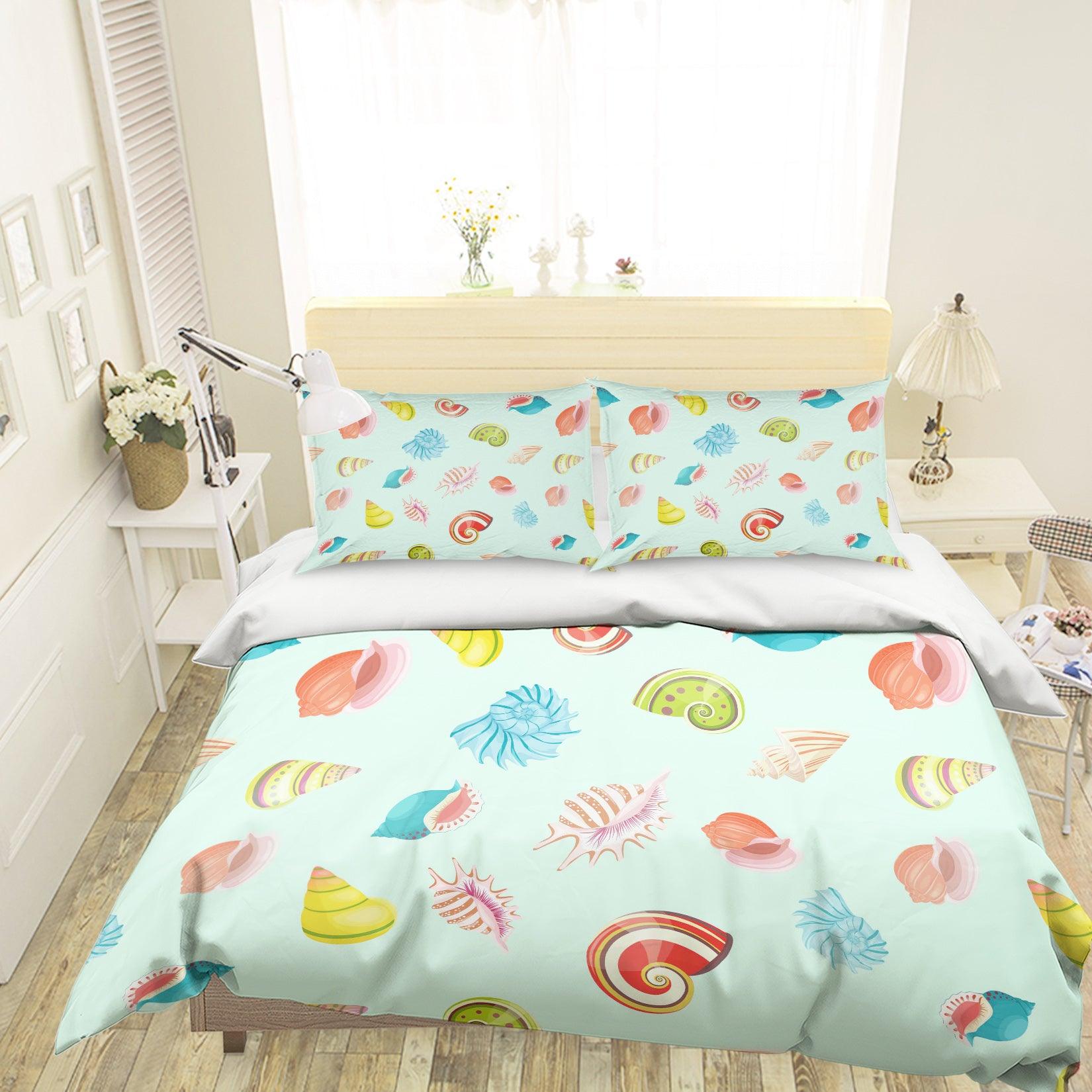 3D Cartoon Green Conch Quilt Cover Set Bedding Set Pillowcases 108- Jess Art Decoration