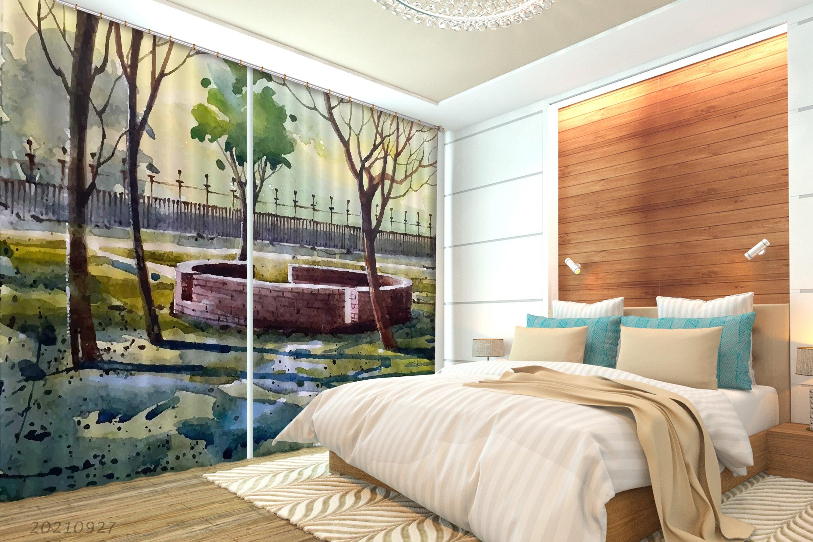 3D Landscape Oil Painting Curtains and Drapes LQH 125- Jess Art Decoration