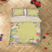 3D Yellow Unicorn Quilt Cover Set Bedding Set Duvet Cover Pillowcases SF216- Jess Art Decoration