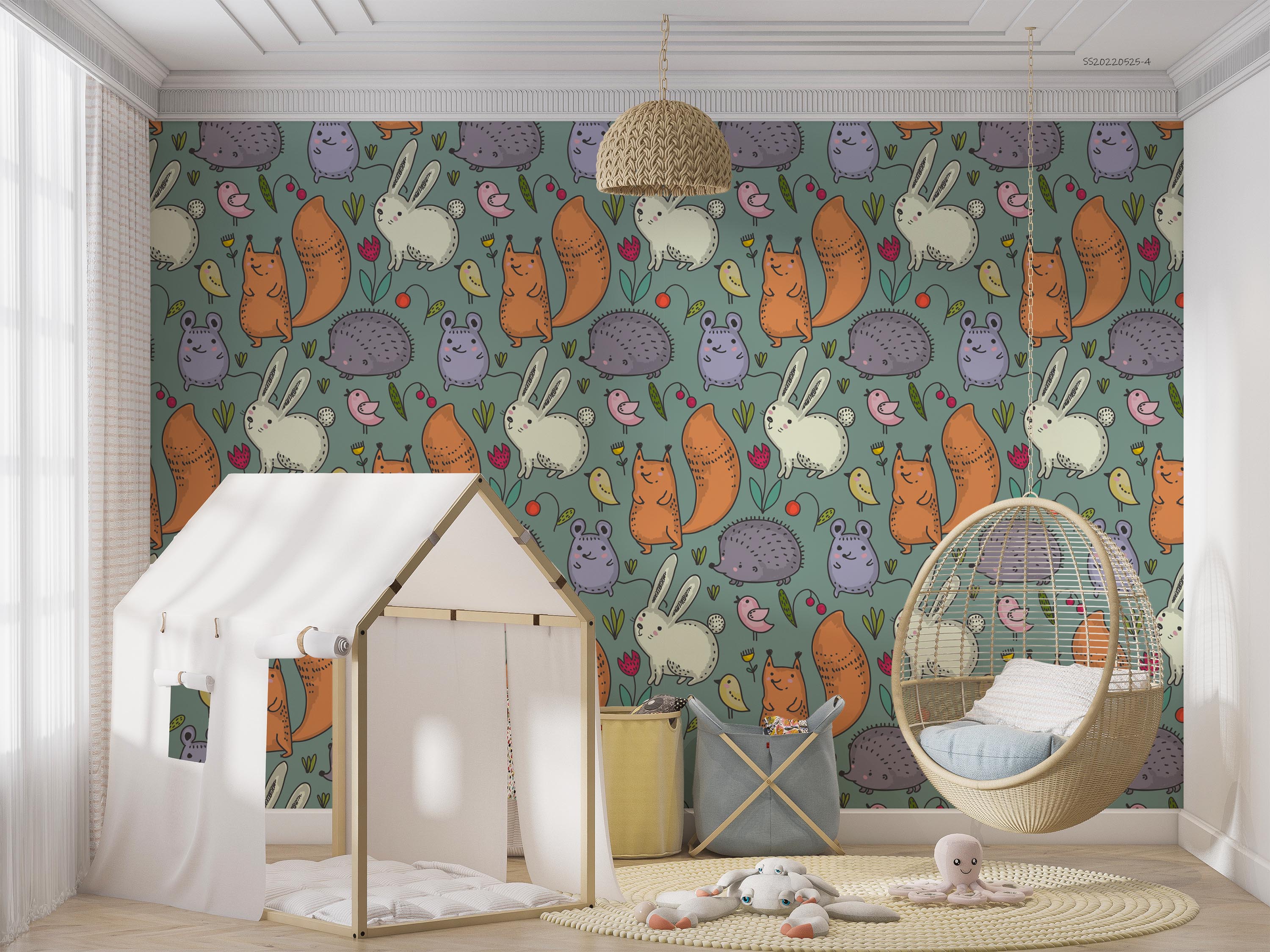 3D Cartoon Cute Small Animal Bird Floral Wall Mural Wallpaper GD 666- Jess Art Decoration