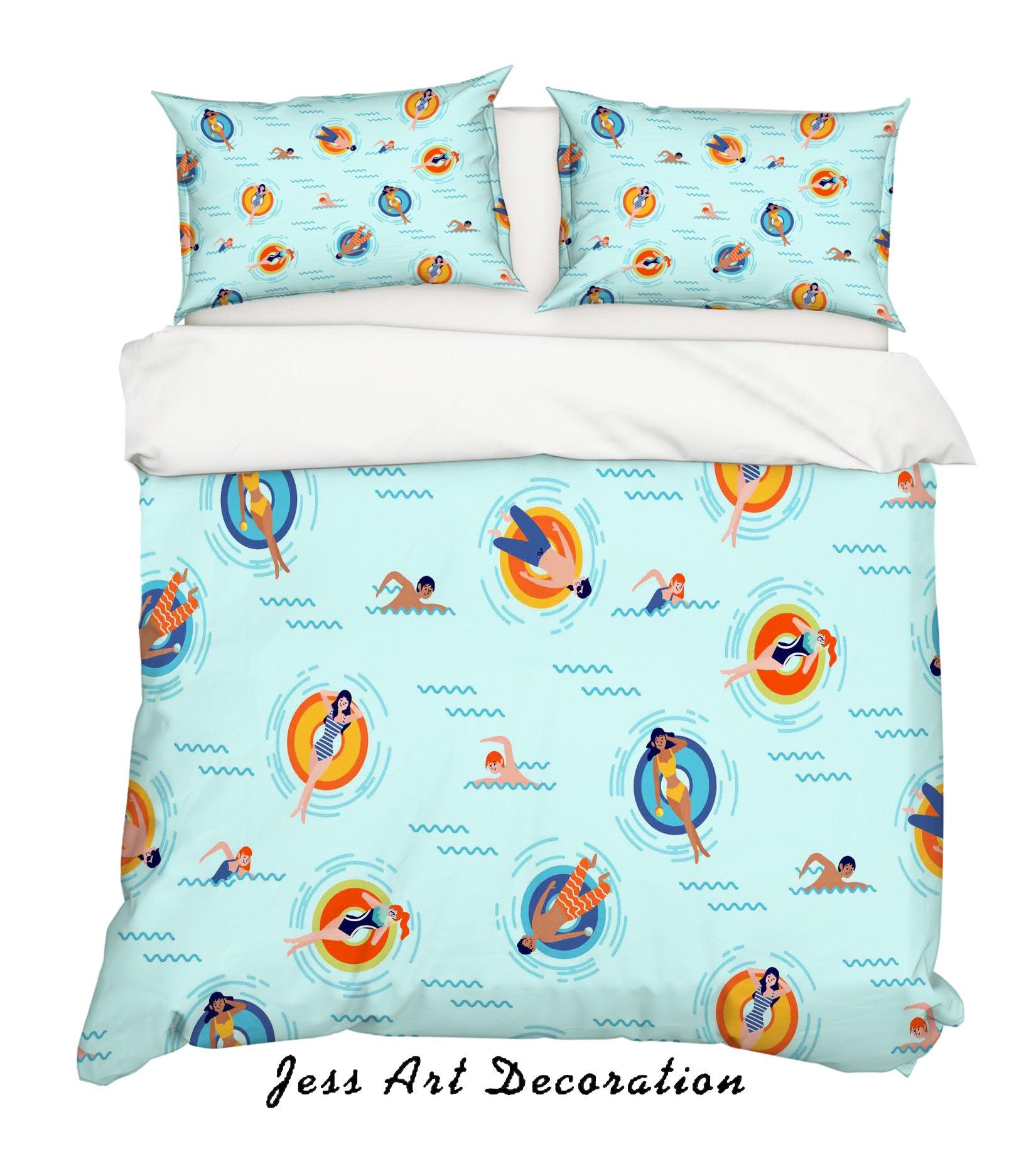 3D Cartoon Swimming Pool Quilt Cover Set Bedding Set Pillowcases 39- Jess Art Decoration