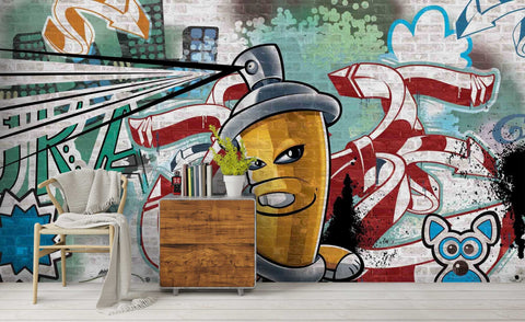 3D Cartoon Colourful Graffiti Art Symbol Wall Mural Wallpaper best seller D33