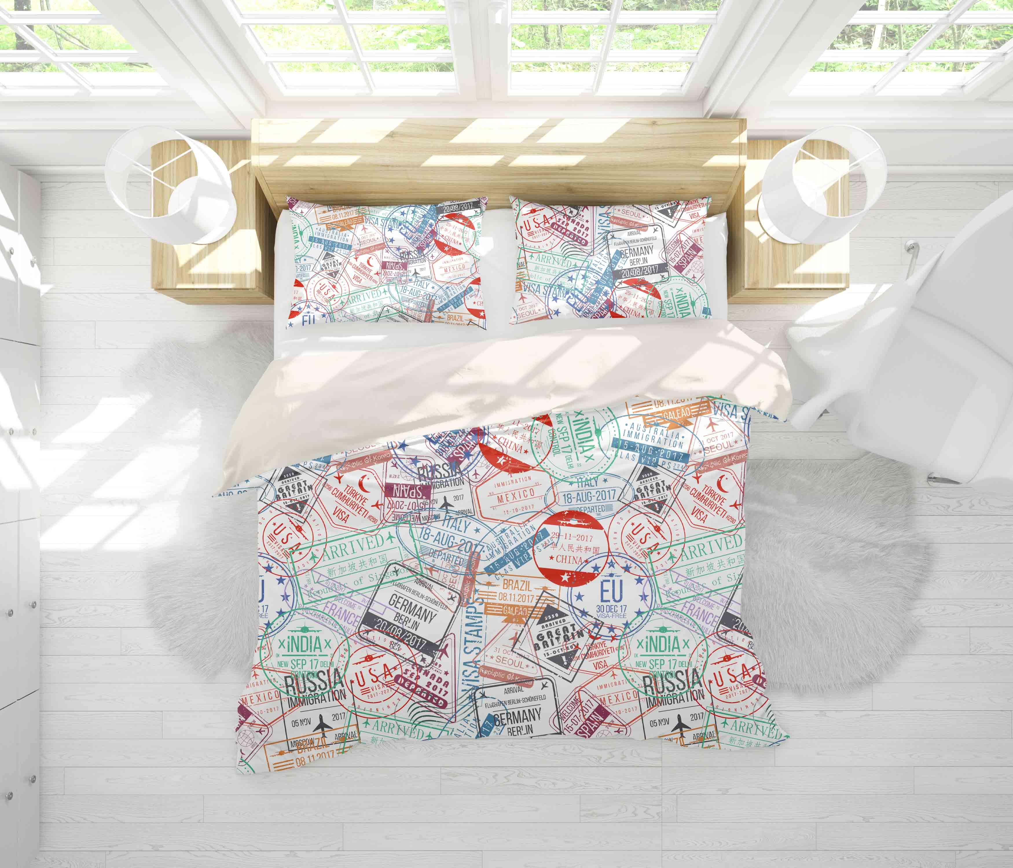 3D Color Postmark Quilt Cover Set Bedding Set Pillowcases 57- Jess Art Decoration