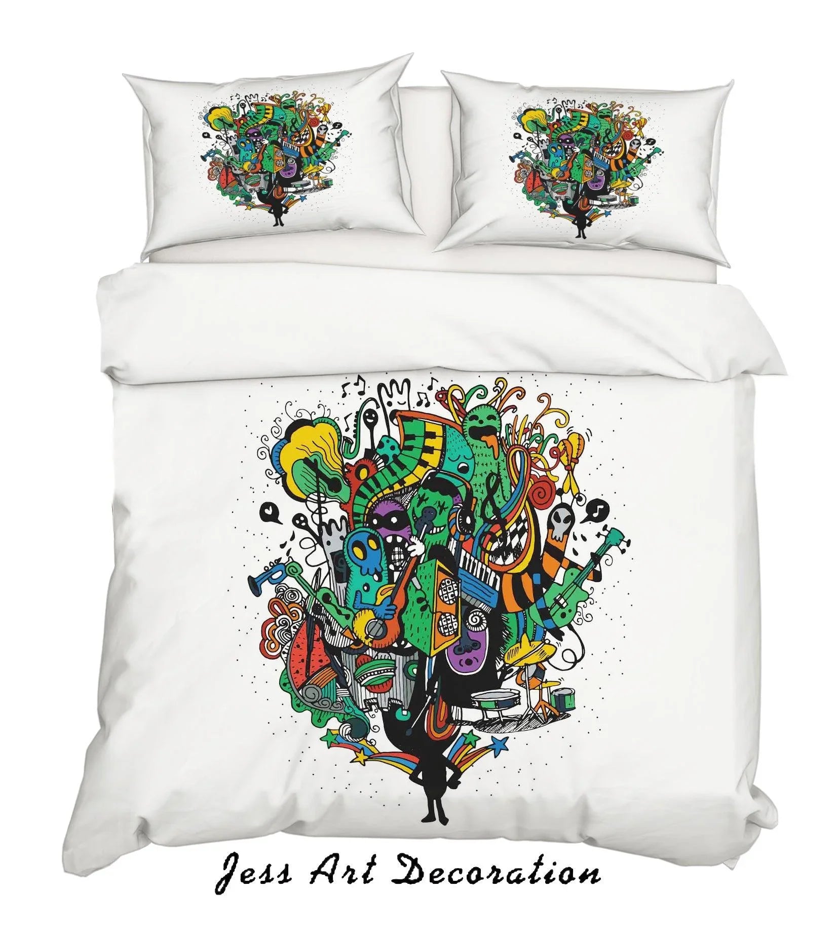 3D Graffiti Colorful Monster Figure Quilt Cover Set Bedding Set Duvet Cover Pillowcases LXL- Jess Art Decoration