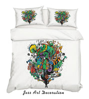 3D Graffiti Colorful Monster Figure Quilt Cover Set Bedding Set Duvet Cover Pillowcases LXL- Jess Art Decoration