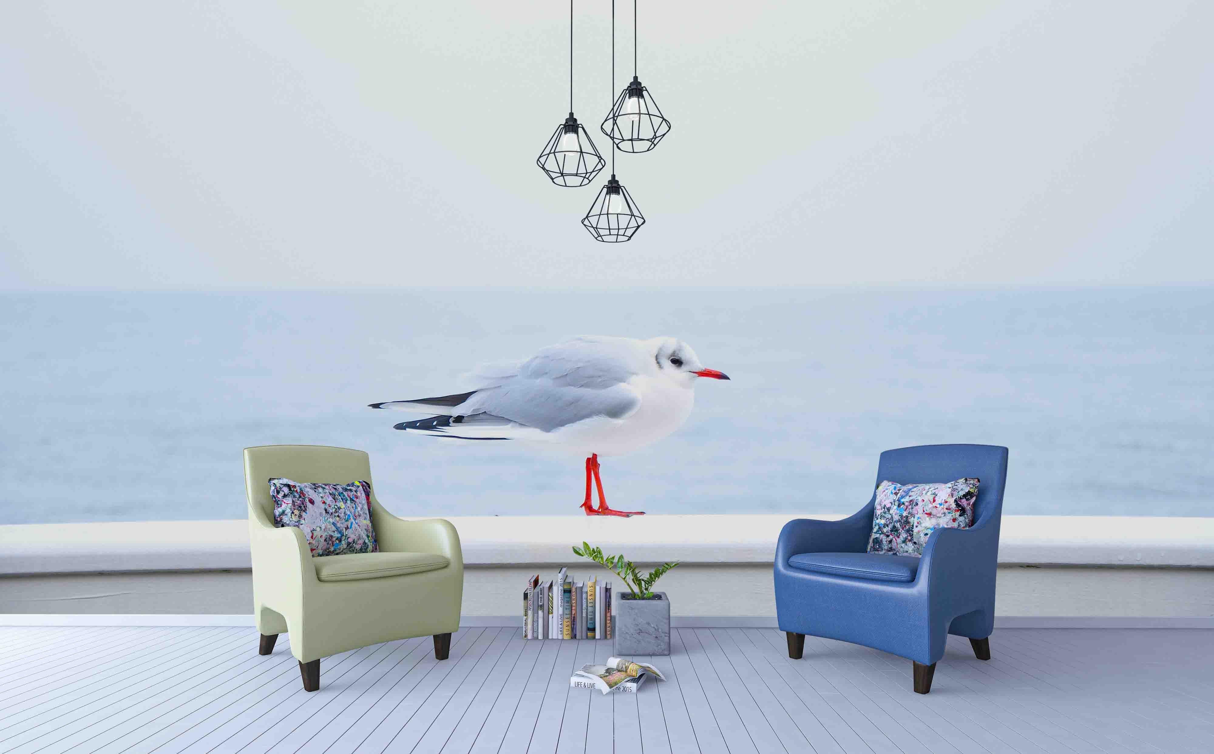 3D Blue Sea Birds Wall Mural Wallpa 69- Jess Art Decoration