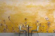 3D Yellow Concrete Wall Dried Flowers Wall Mural Wallpaper SWW4165- Jess Art Decoration