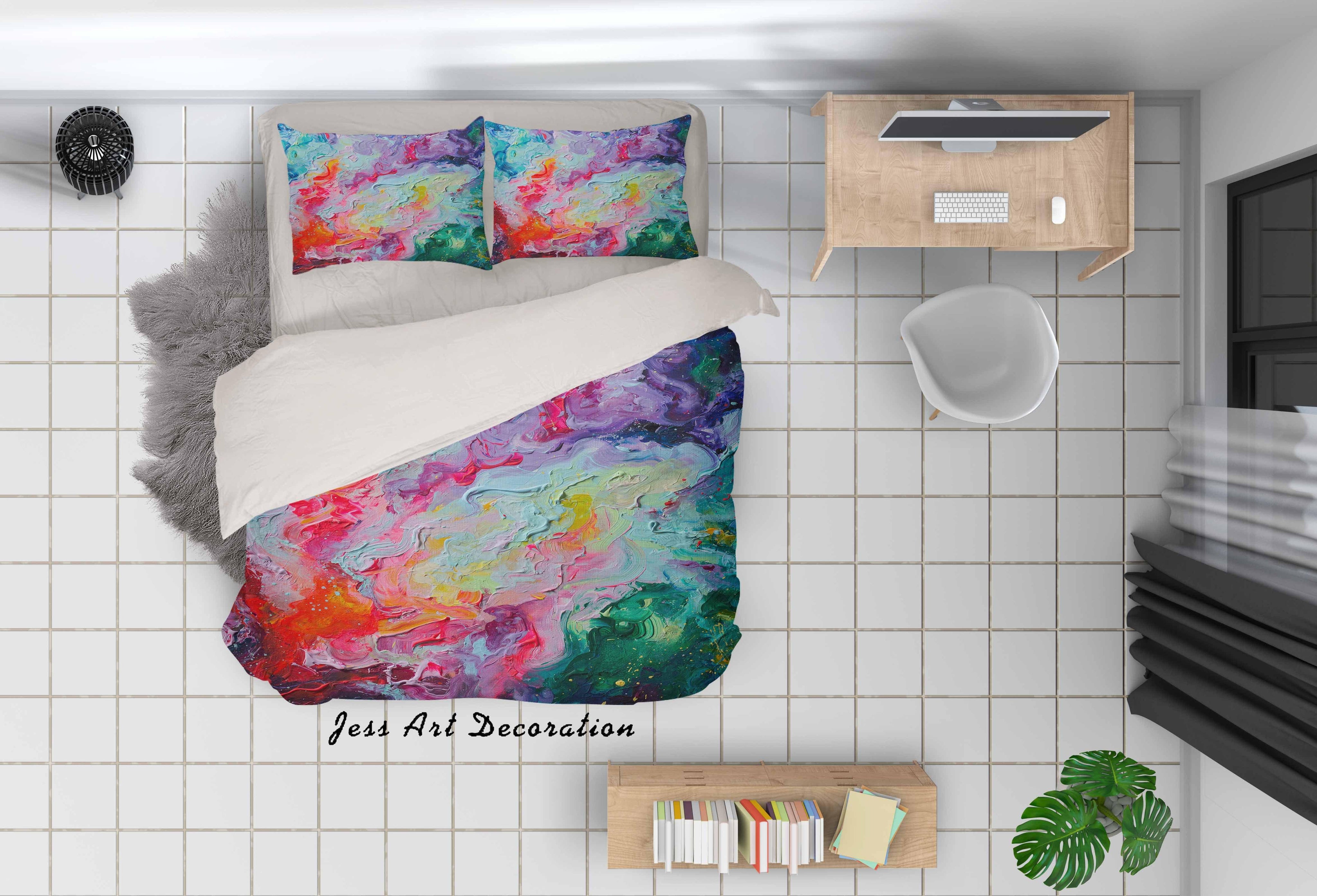 3D Abstract Colourful Oil Painting Quilt Cover Set Bedding Set Pillowcasesn 46- Jess Art Decoration