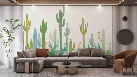3D Northern Europe Hand-painted Cactus Fresh Wall Mural Wallpaper 5131- Jess Art Decoration