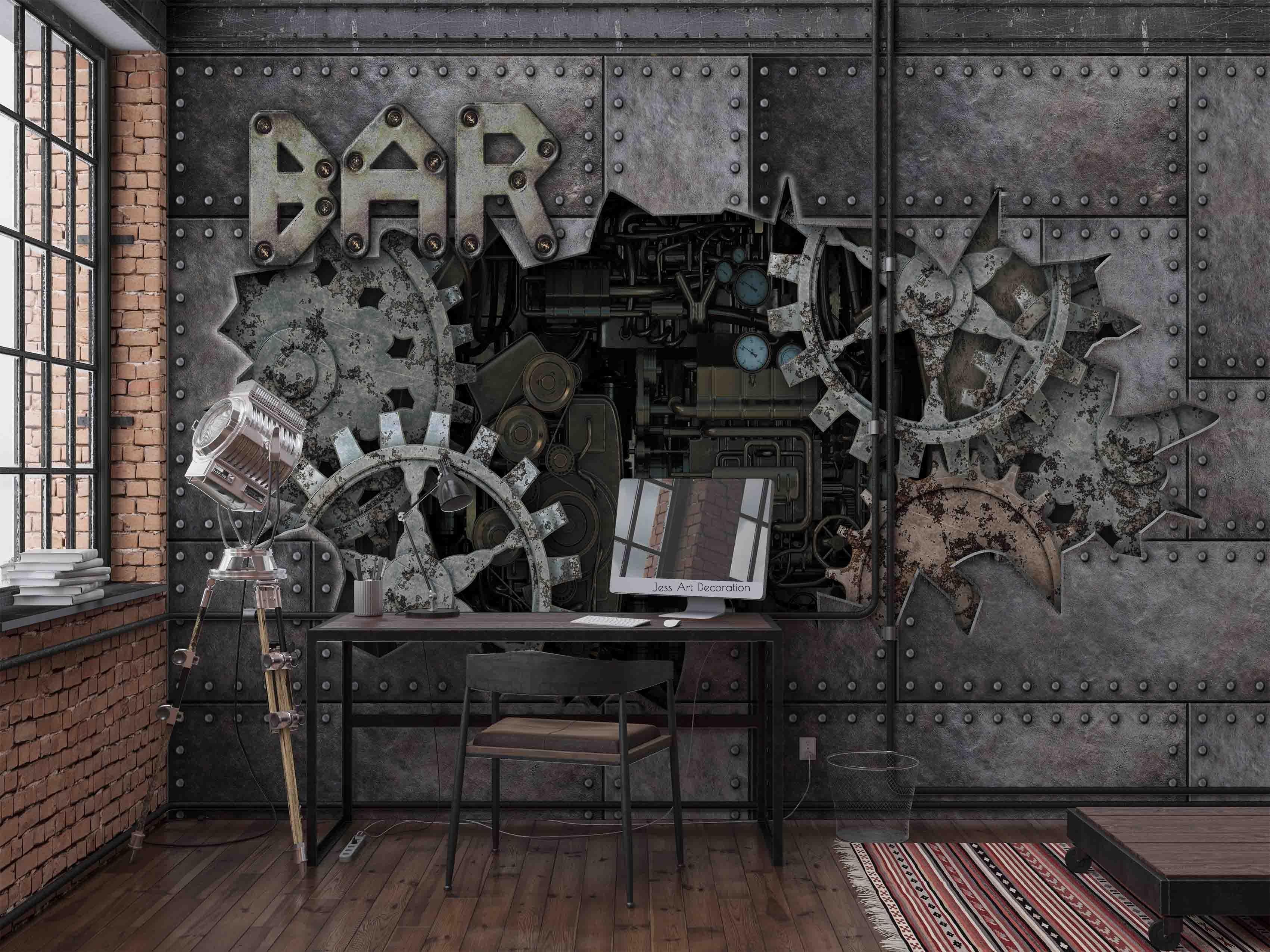 3D Abstract Industrial Style Gear Dashboard Wall Mural Wallpaper GD 2862- Jess Art Decoration