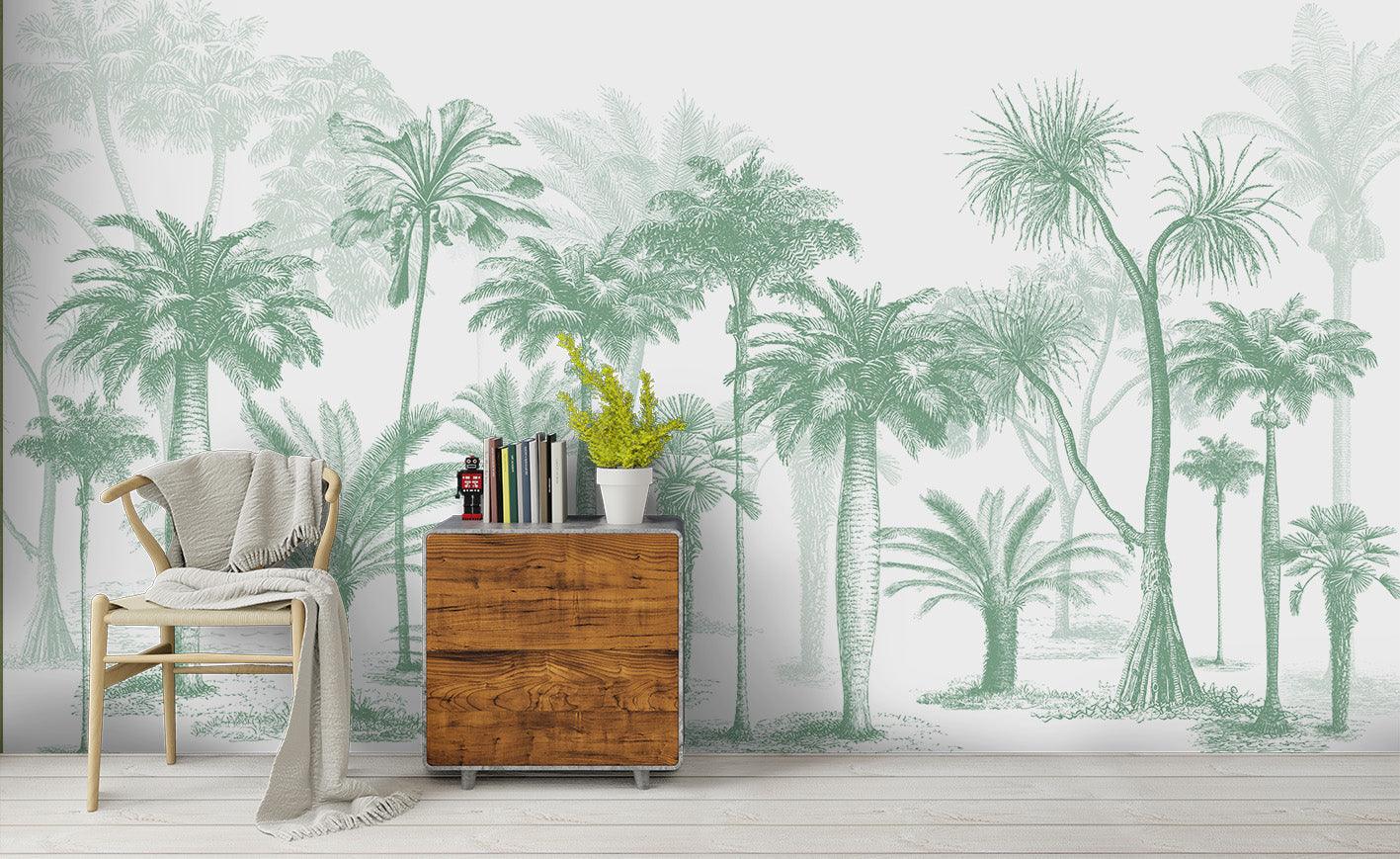 3D Watercolor Green Coconut Tree Wall Mural Wallpaper 43- Jess Art Decoration