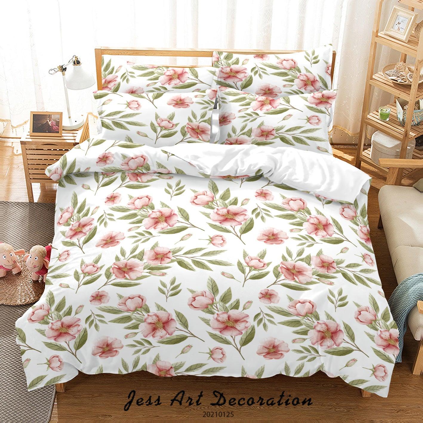3D Watercolor Pink Floral Quilt Cover Set Bedding Set Duvet Cover Pillowcases 17- Jess Art Decoration