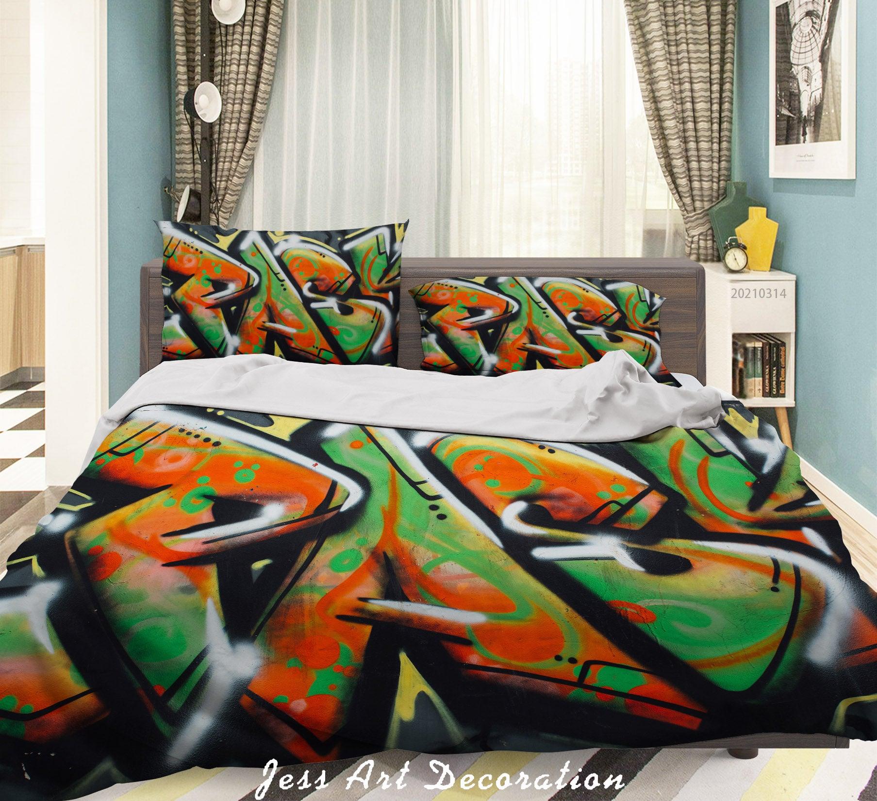 3D Abstract Color Graffiti Quilt Cover Set Bedding Set Duvet Cover Pillowcases 168- Jess Art Decoration
