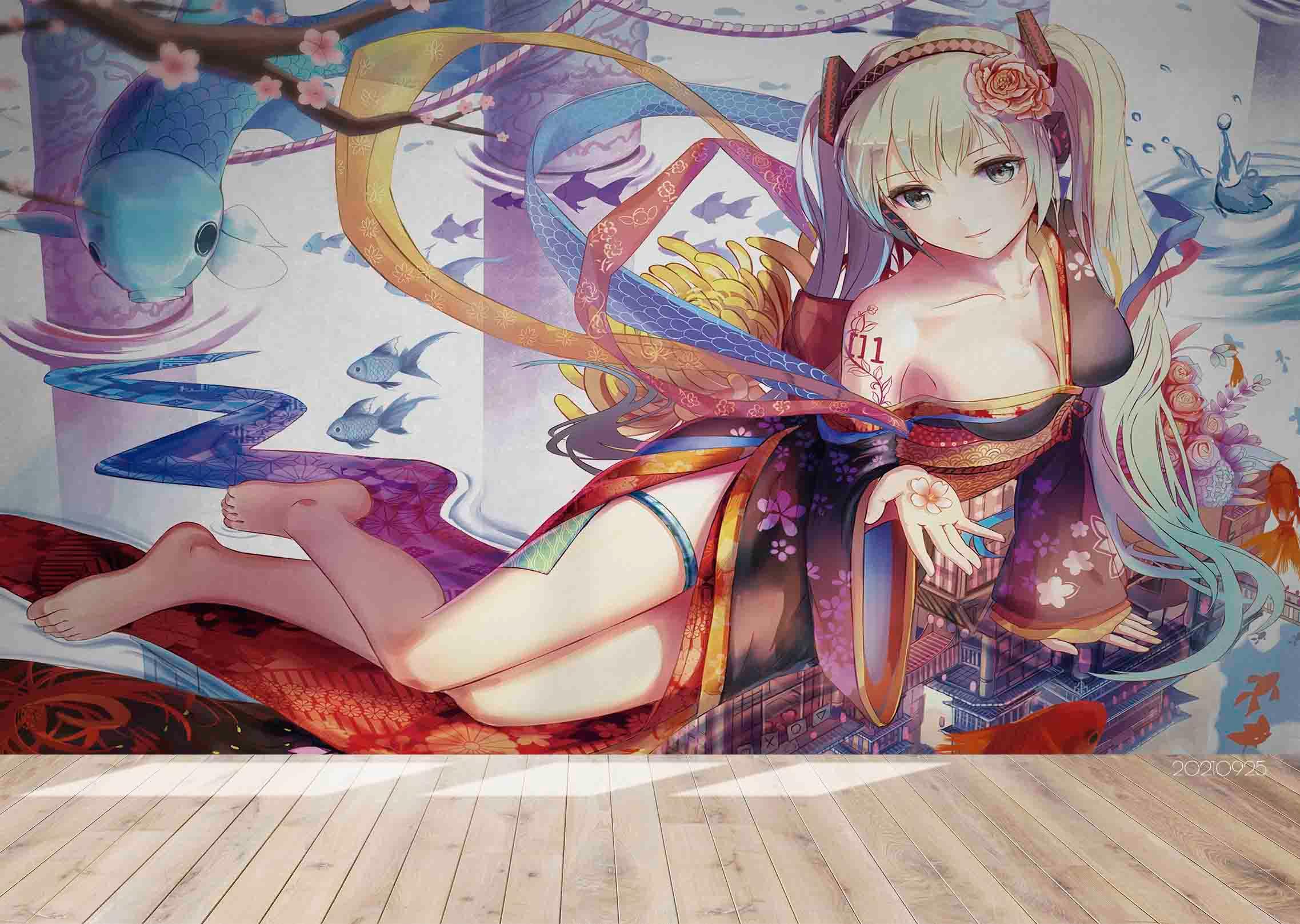 3D Anime Girl Character colourful anime girl character mural wall mural wallpaper for teen room - view 4