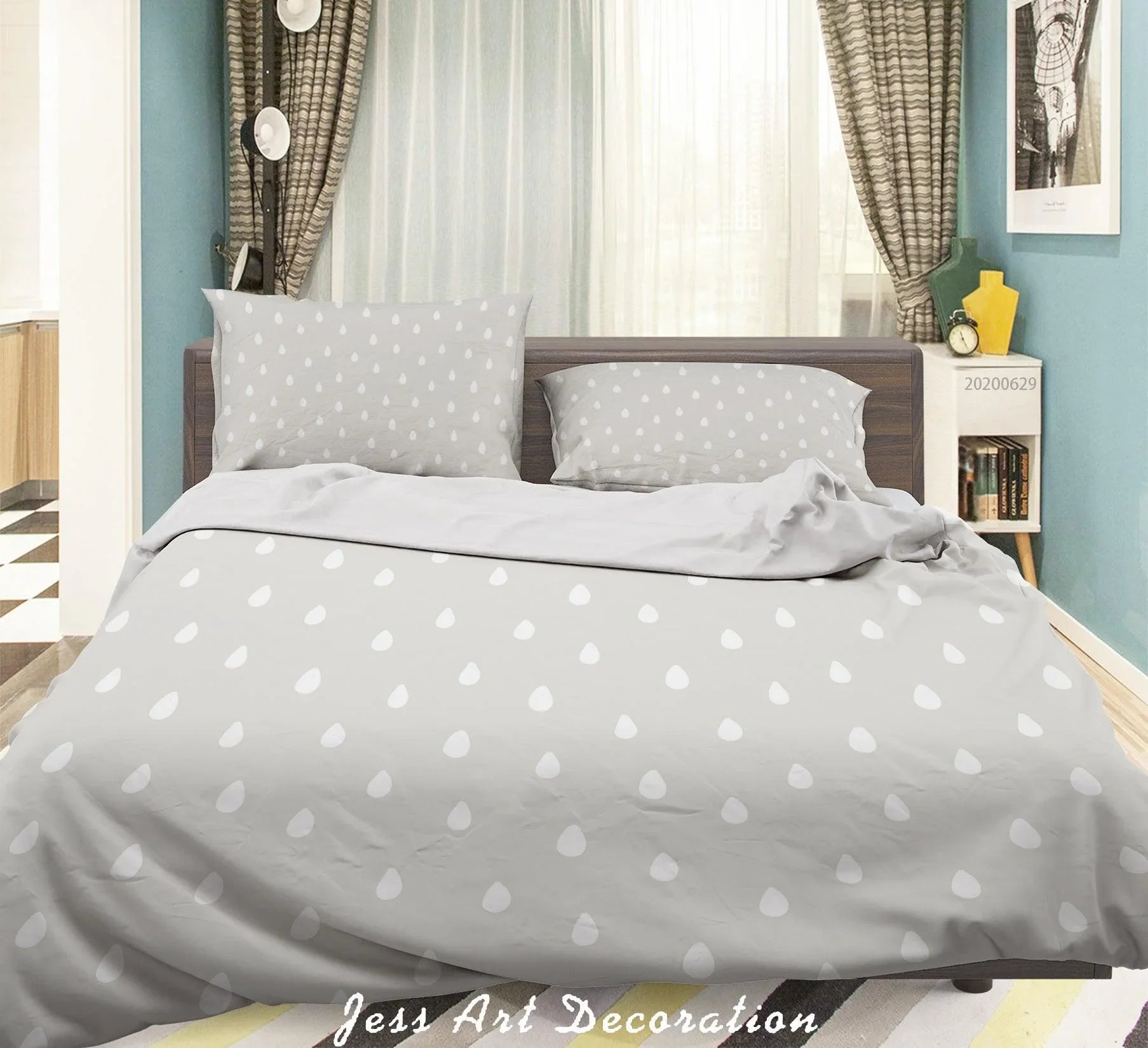 3D Gray Raindrop Quilt Cover Set Bedding Set Duvet Cover Pillowcases SF14- Jess Art Decoration