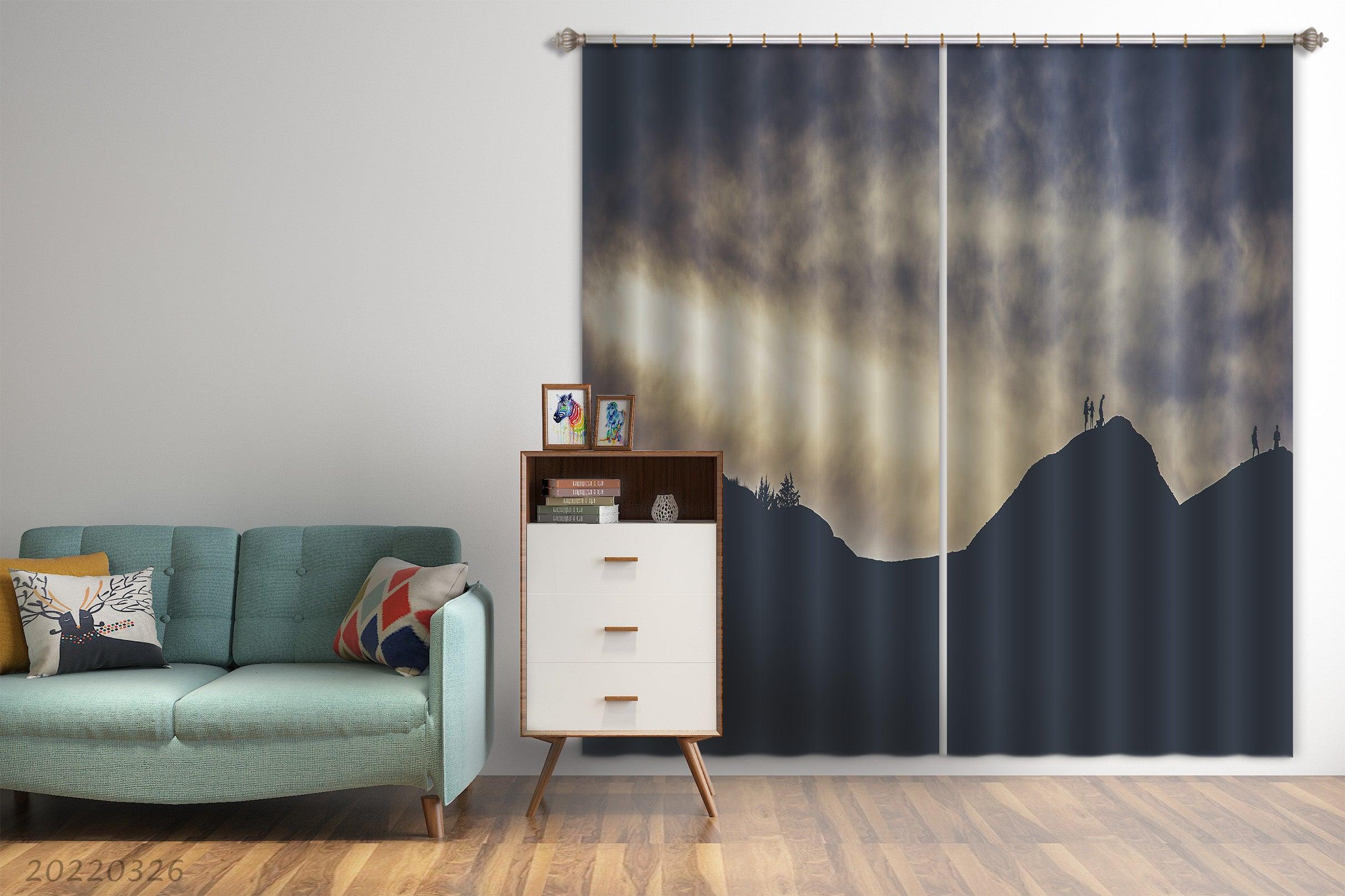 3D Landscape Mountain Peak Fog Curtains and Drapes GD 3021- Jess Art Decoration