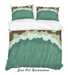 3D Green Clouds Rain Quilt Cover Set Bedding Set Pillowcases 36- Jess Art Decoration