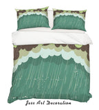 3D Green Clouds Rain Quilt Cover Set Bedding Set Pillowcases 36- Jess Art Decoration