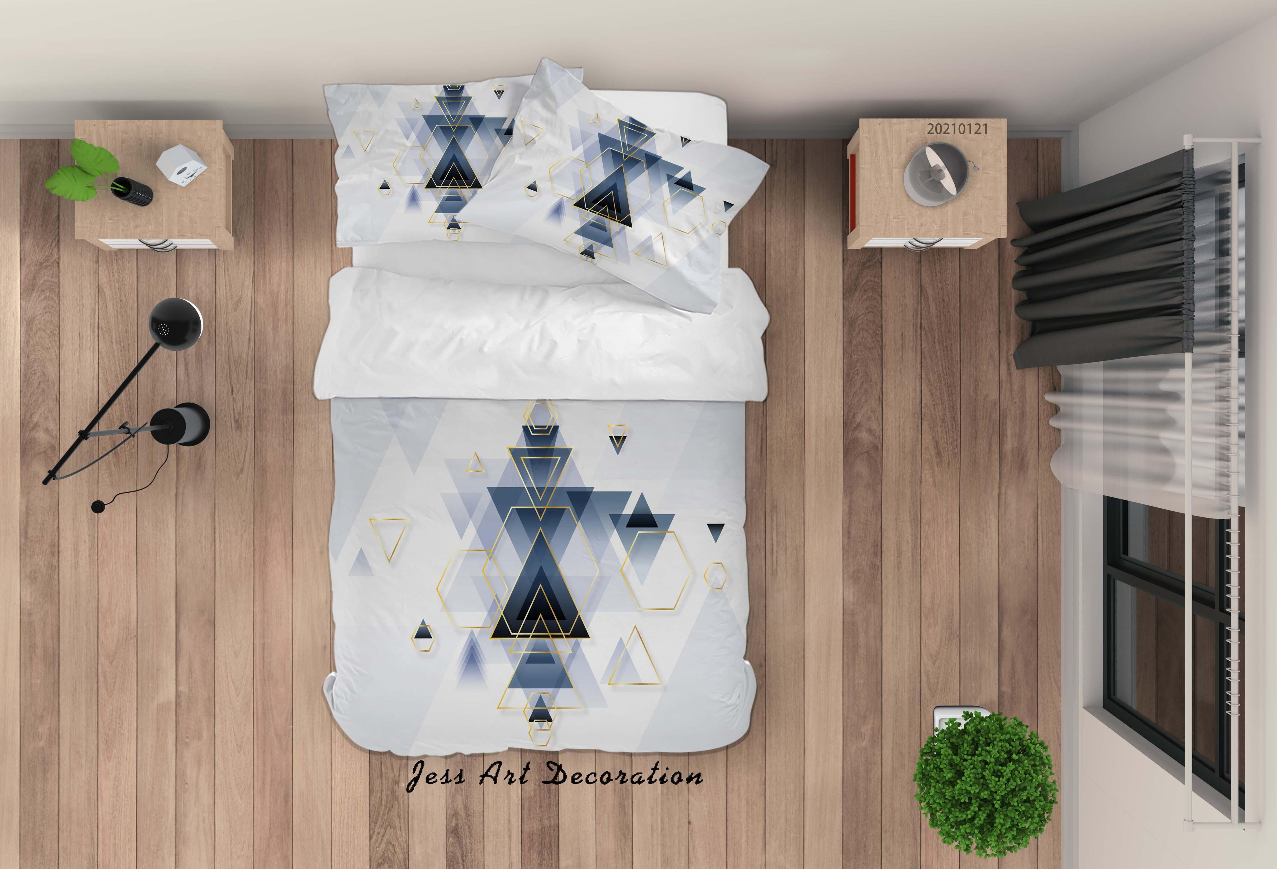 3D Abstract Geometric Triangle Pattern Quilt Cover Set Bedding Set Duvet Cover Pillowcases 51- Jess Art Decoration