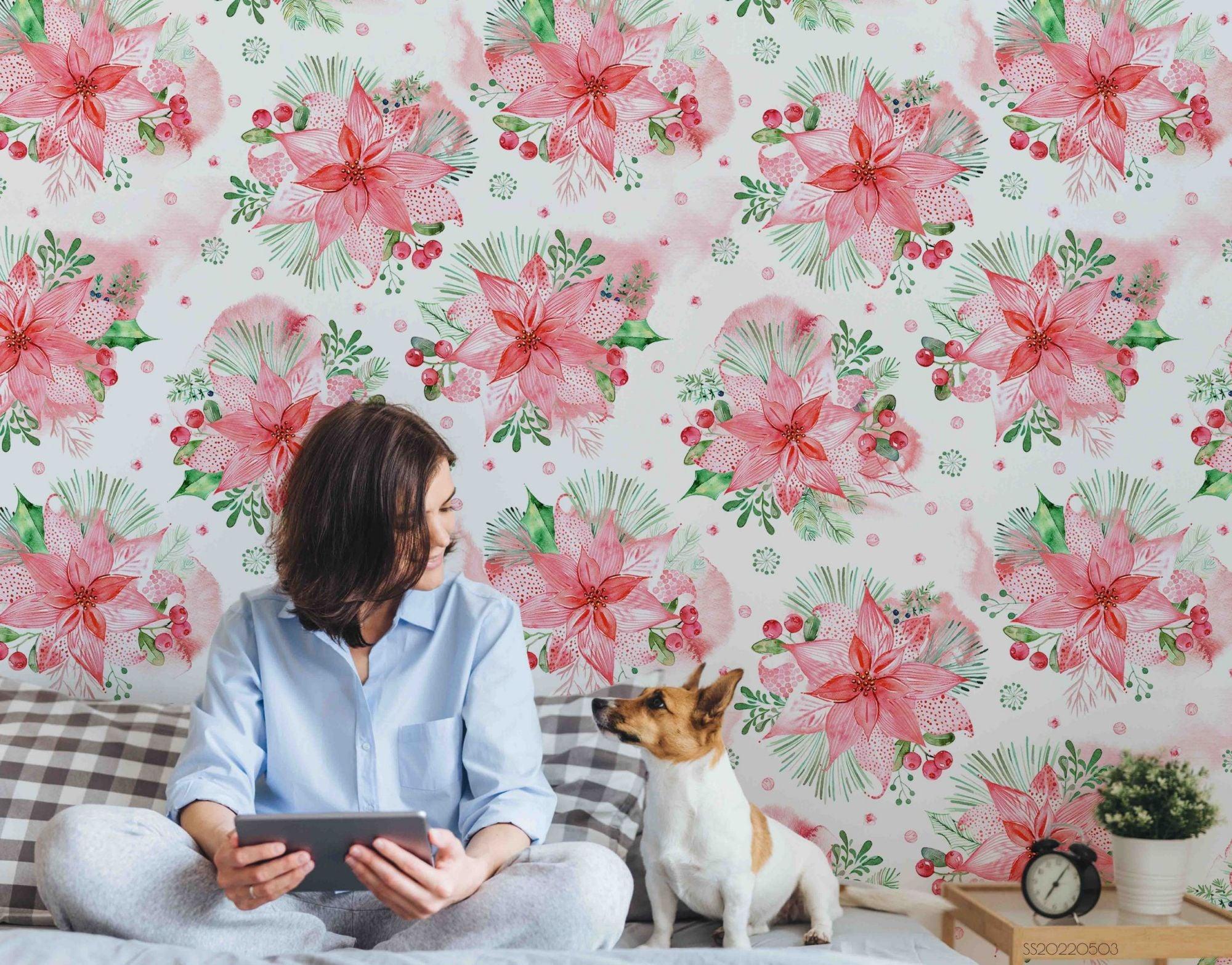 3D Floral Seamless Wall Mural Wallpaper SWW 227- Jess Art Decoration