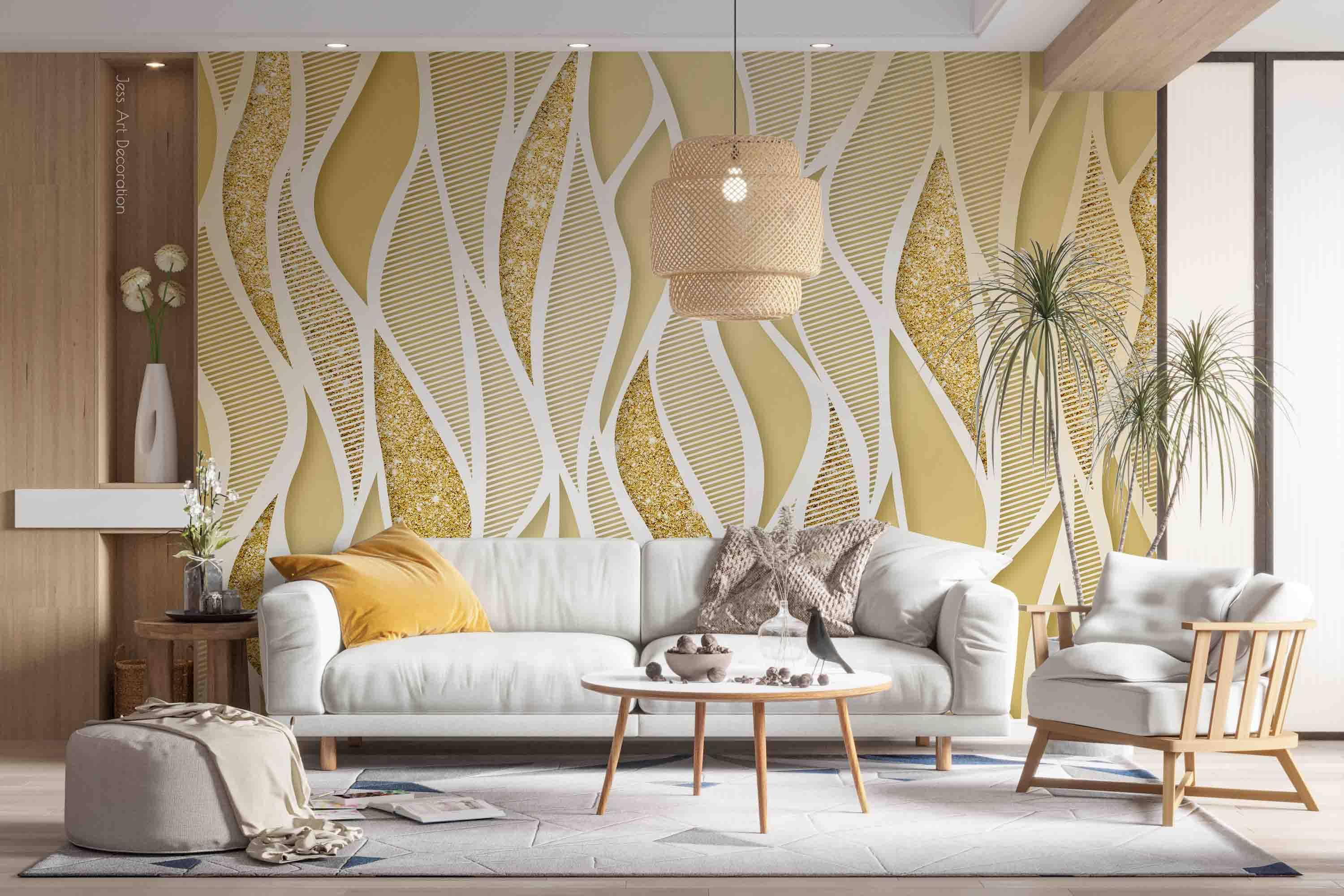3D Geometric White Stripes Wall Mural Wallpaper GD 3095- Jess Art Decoration