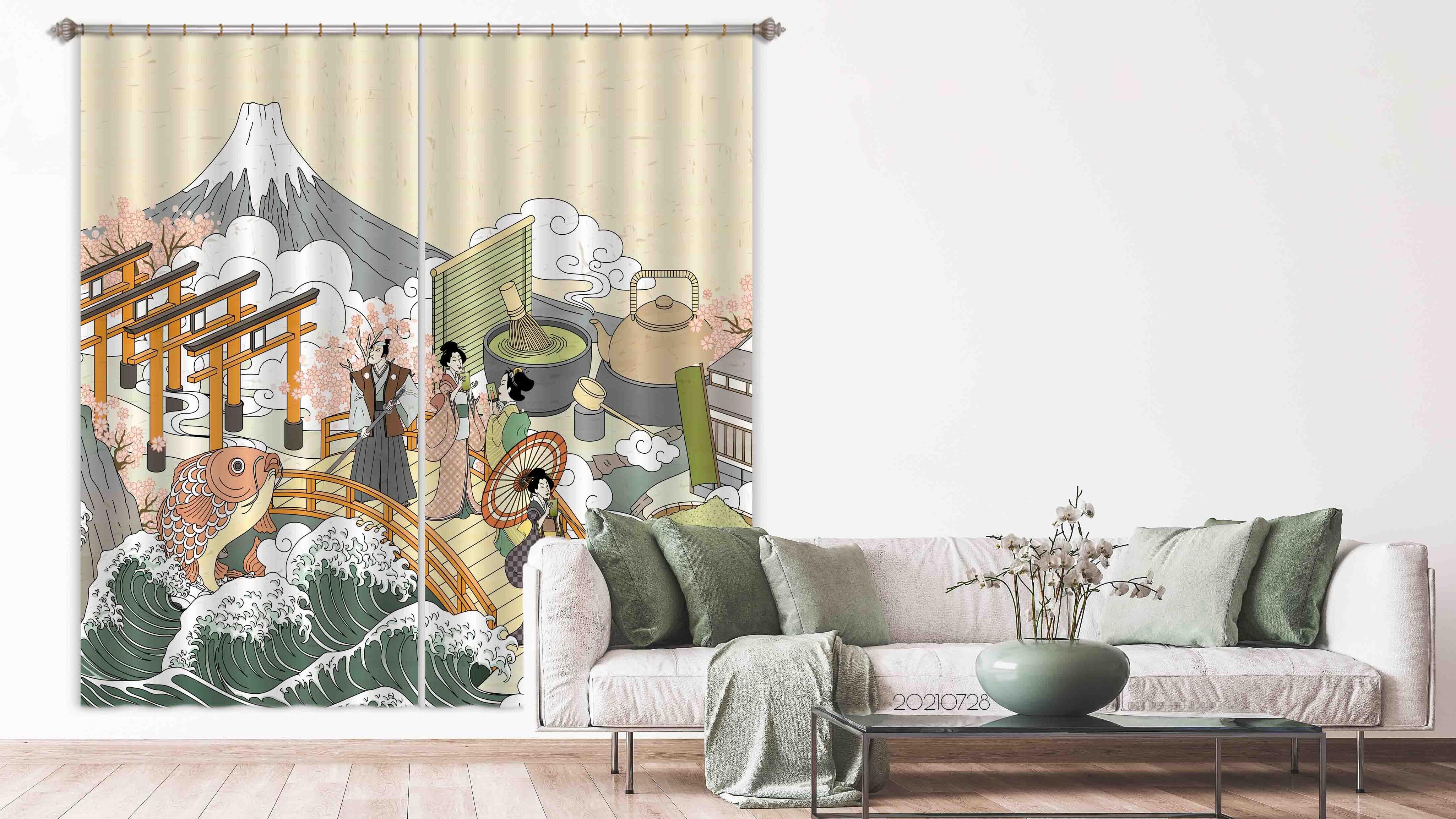 3D Japanese Landscape Curtains and Drapes LQH 58- Jess Art Decoration