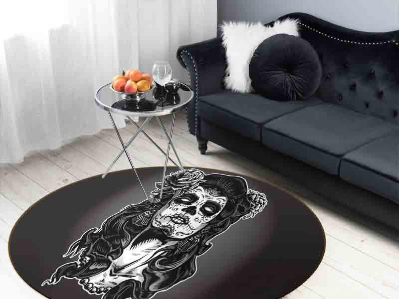 3D Abstract Beauty Skeleton Non-Slip Round Rug Mat 84- Jess Art Decoration