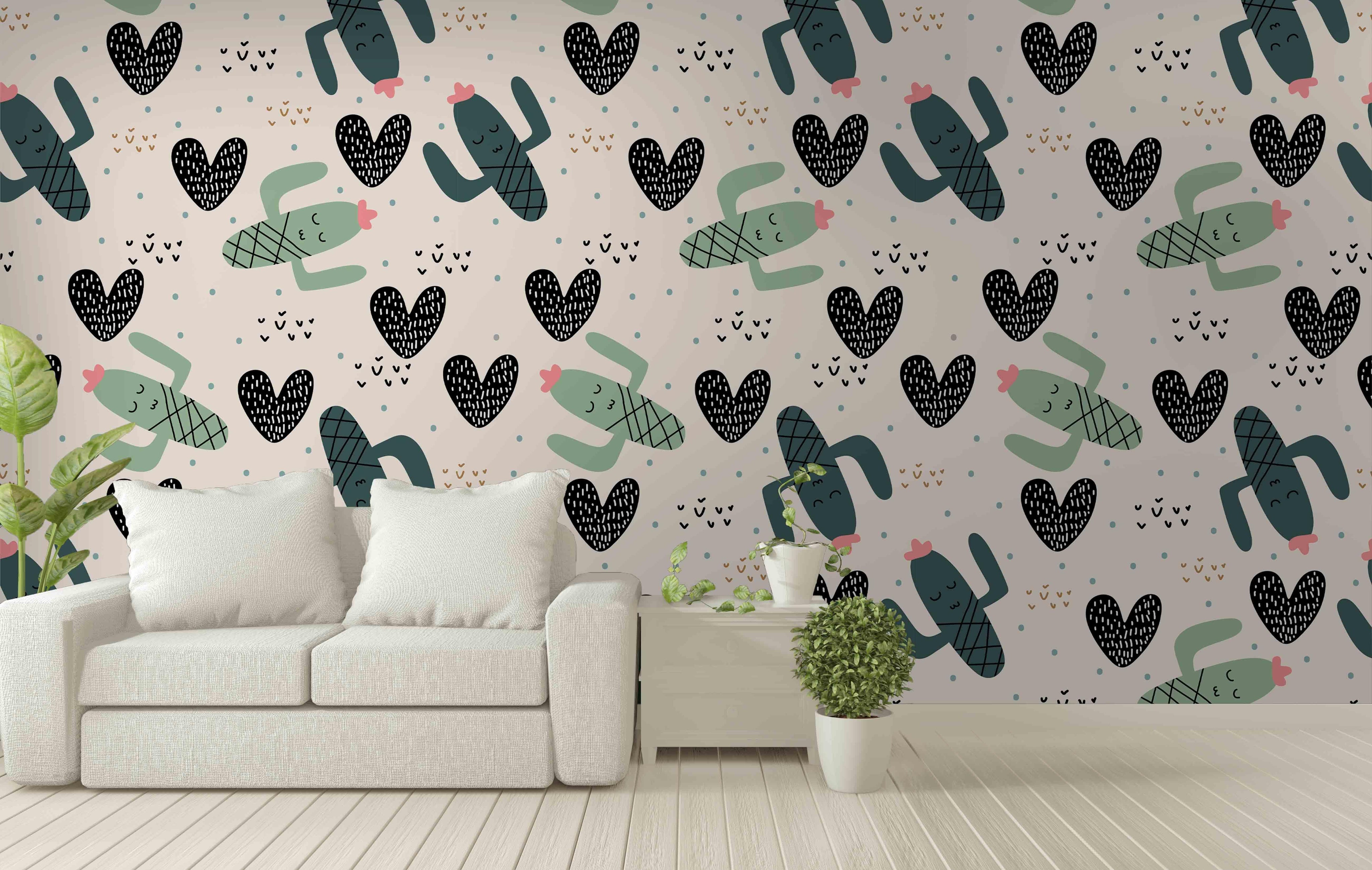 3D cactus love wall mural wallpaper 60- Jess Art Decoration