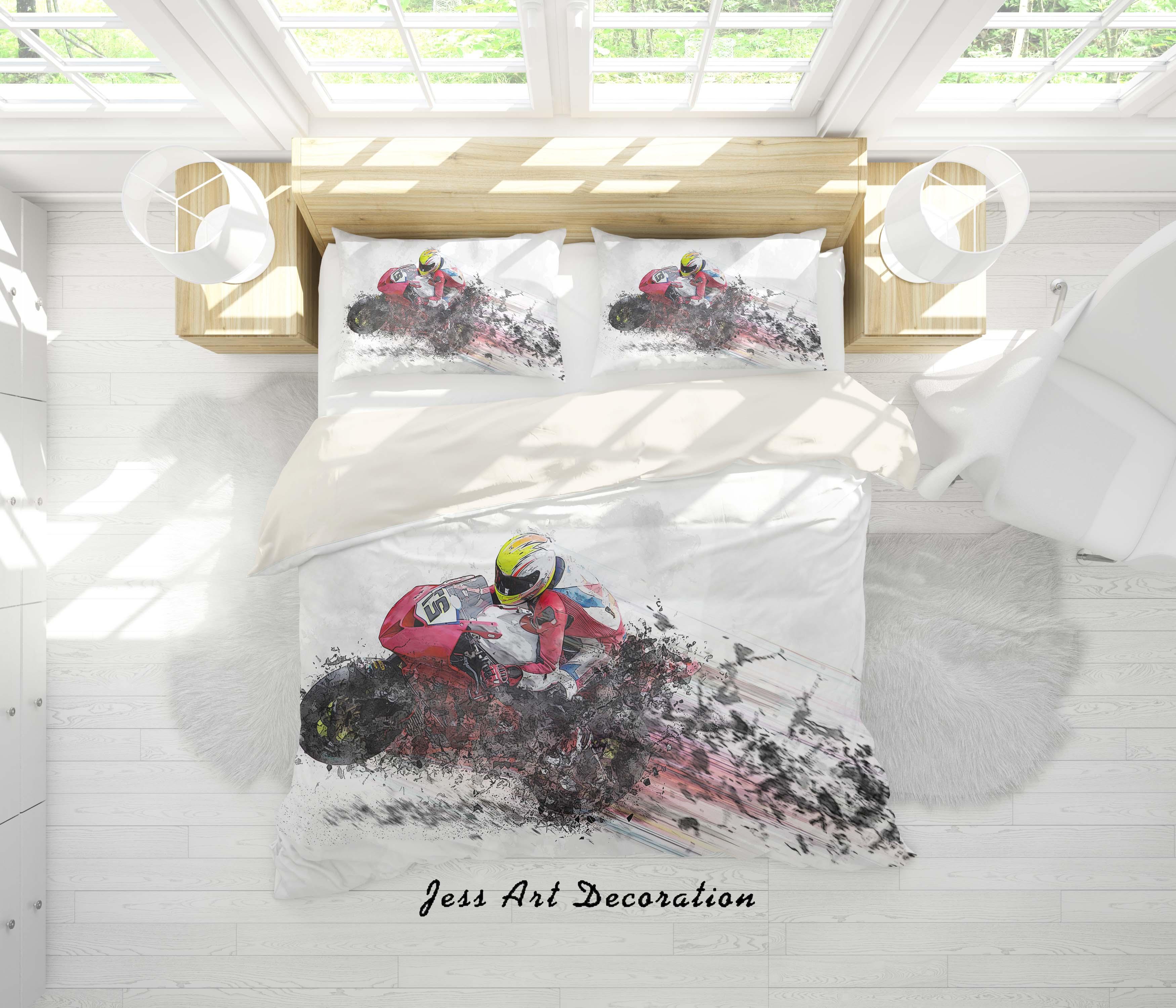 3D Abstract Limit Motorcycle Quilt Cover Set Bedding Set Duvet Cover Pillowcases A138 LQH- Jess Art Decoration