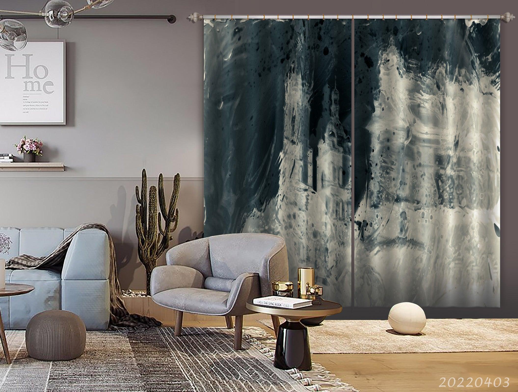 3D Abstract Architecture Pattern Texture Curtains and Drapes GD 3313- Jess Art Decoration