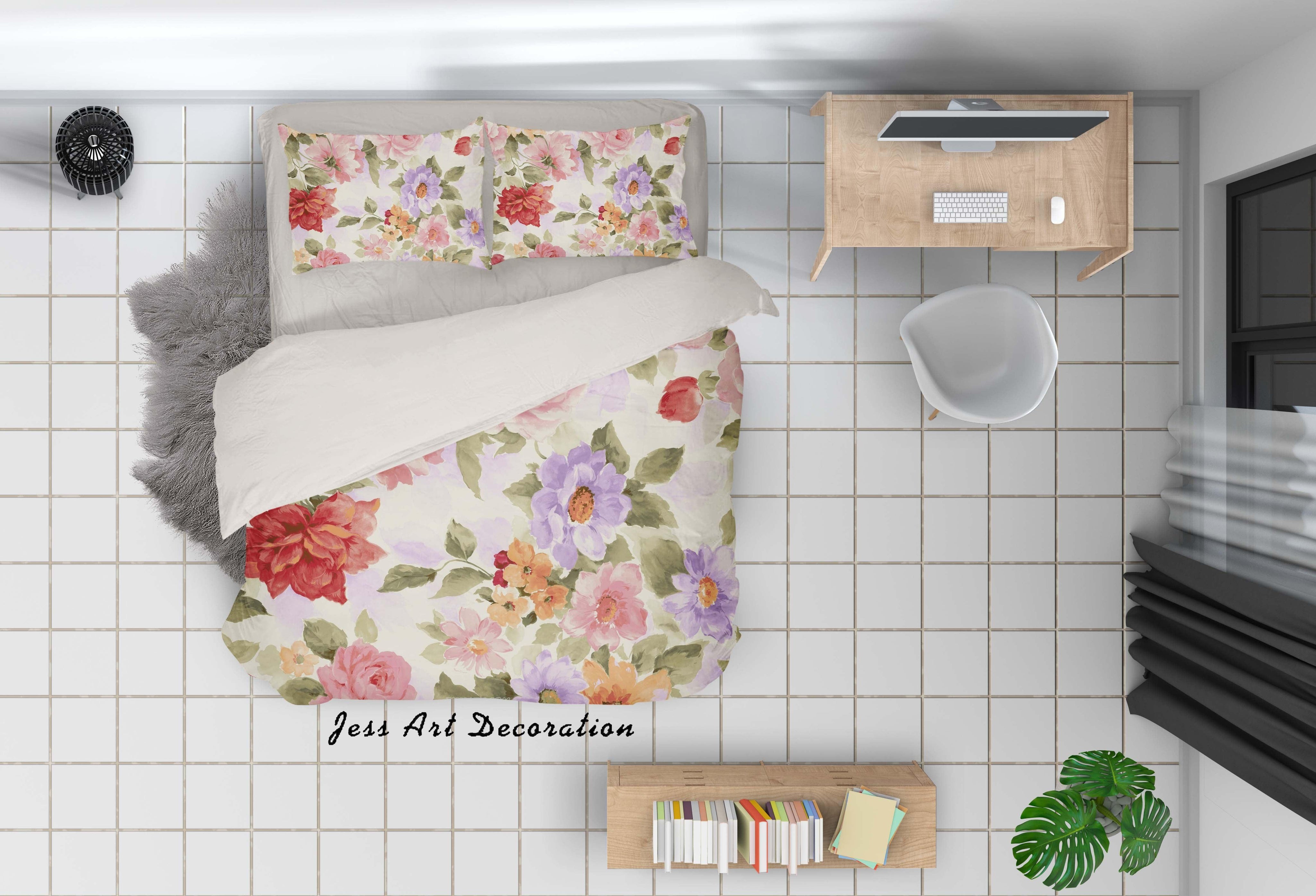3D Watercolor Floral Quilt Cover Set Bedding Set Pillowcases 29- Jess Art Decoration