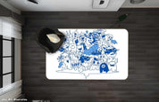 3D Hand Drawing Blue Cartoon Image Graffiti Non-Slip Rug Mat A603 LQH- Jess Art Decoration