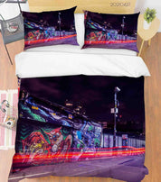 3D Abstract Colored Street Graffiti Quilt Cover Set Bedding Set Duvet Cover Pillowcases 81- Jess Art Decoration