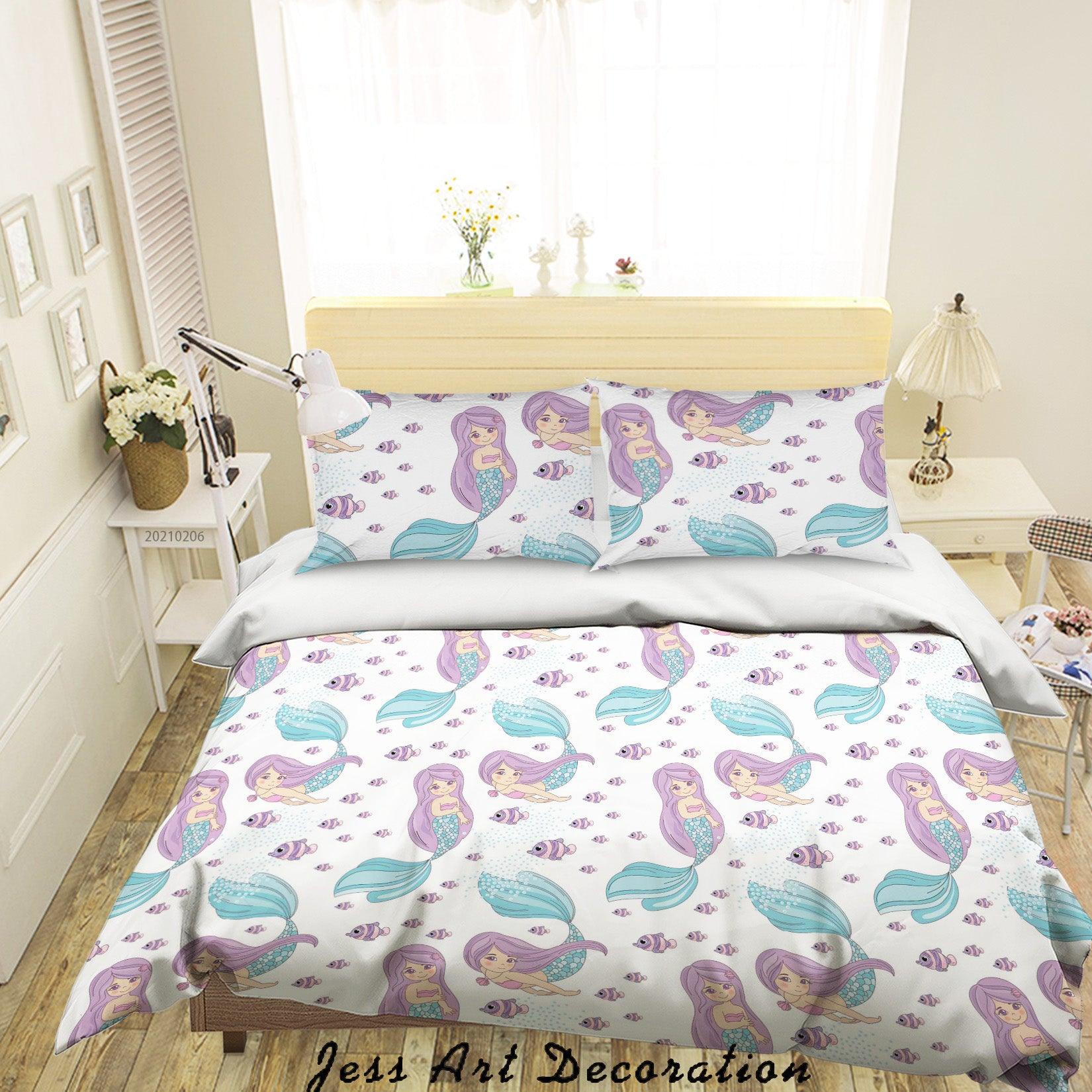 3D Watercolor Mermaid Pattern Quilt Cover Set Bedding Set Duvet Cover Pillowcases 177- Jess Art Decoration