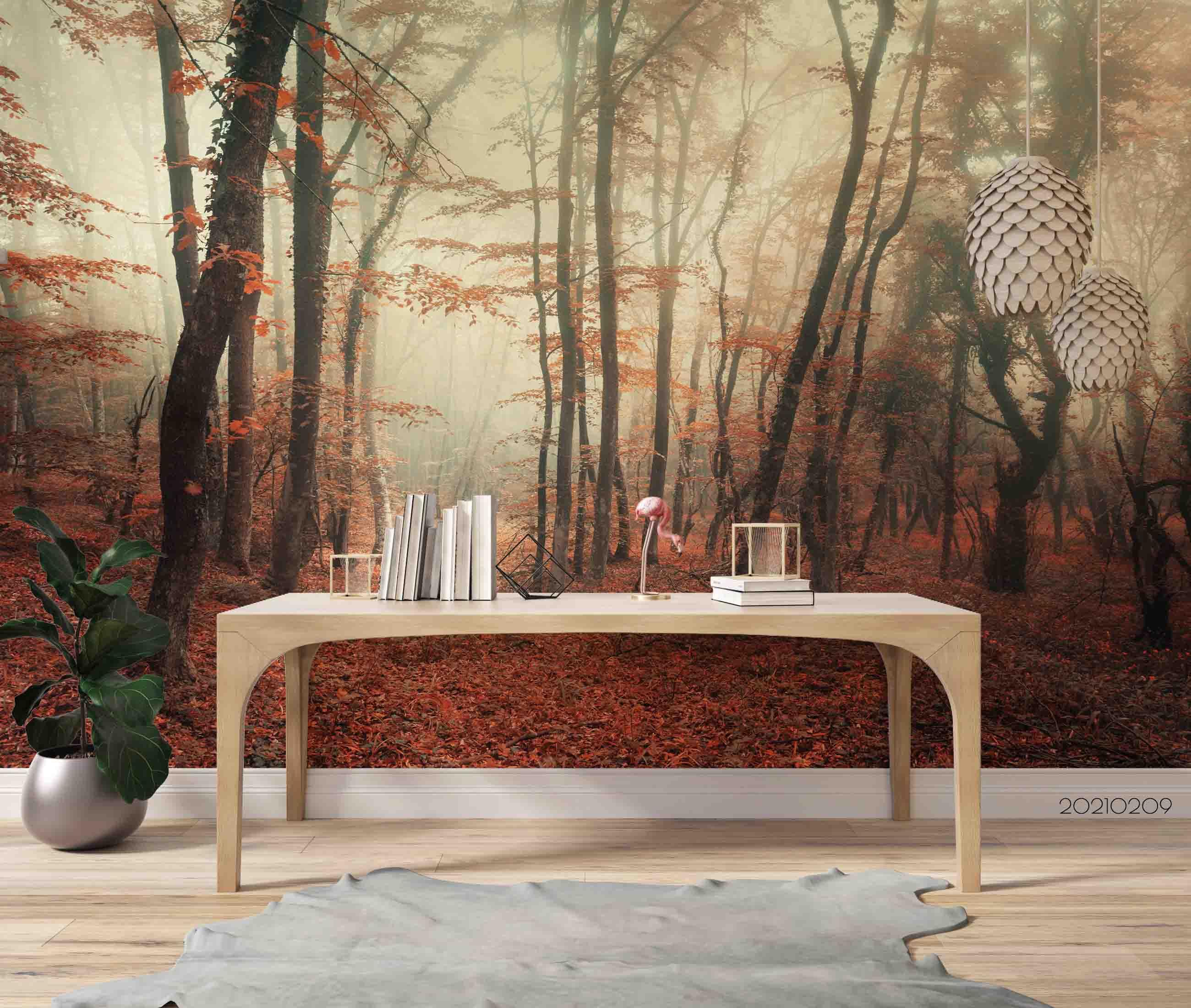 3D Autumn Forest Landscape Wall Mural Wallpaper LQH 142- Jess Art Decoration