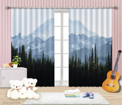 3D Mountain Forest Nature Landscape Curtains and Drapes LQH 52- Jess Art Decoration