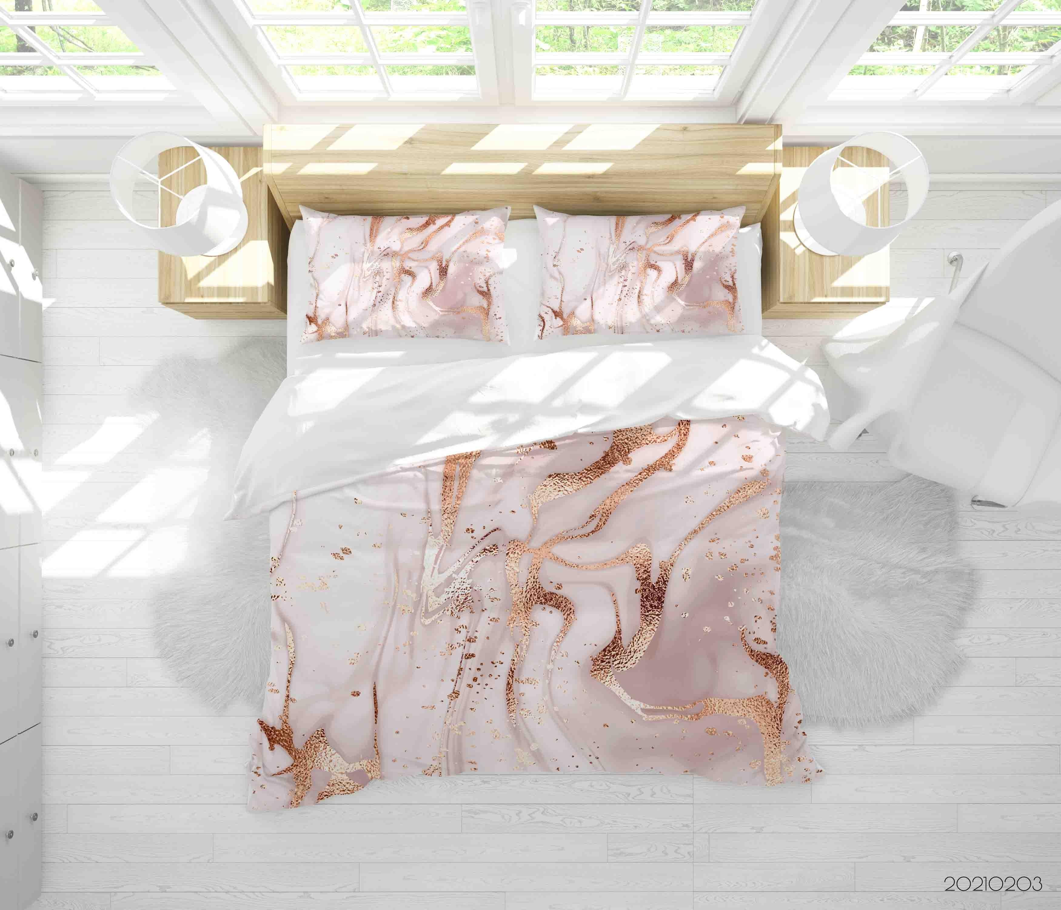 3D Pink Marble Texture Quilt Cover Set Bedding Set Duvet Cover Pillowcases 59- Jess Art Decoration