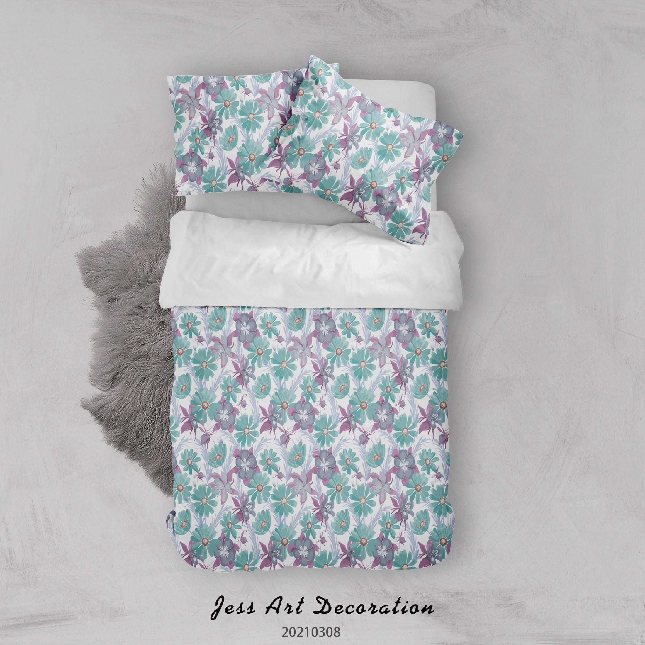 3D Watercolor Green Floral Quilt Cover Set Bedding Set Duvet Cover Pillowcases 286- Jess Art Decoration