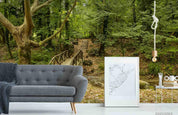 3D Landscape Green Forest Wooden Bridge Road Wall Mural Wallpaper LQH 543- Jess Art Decoration