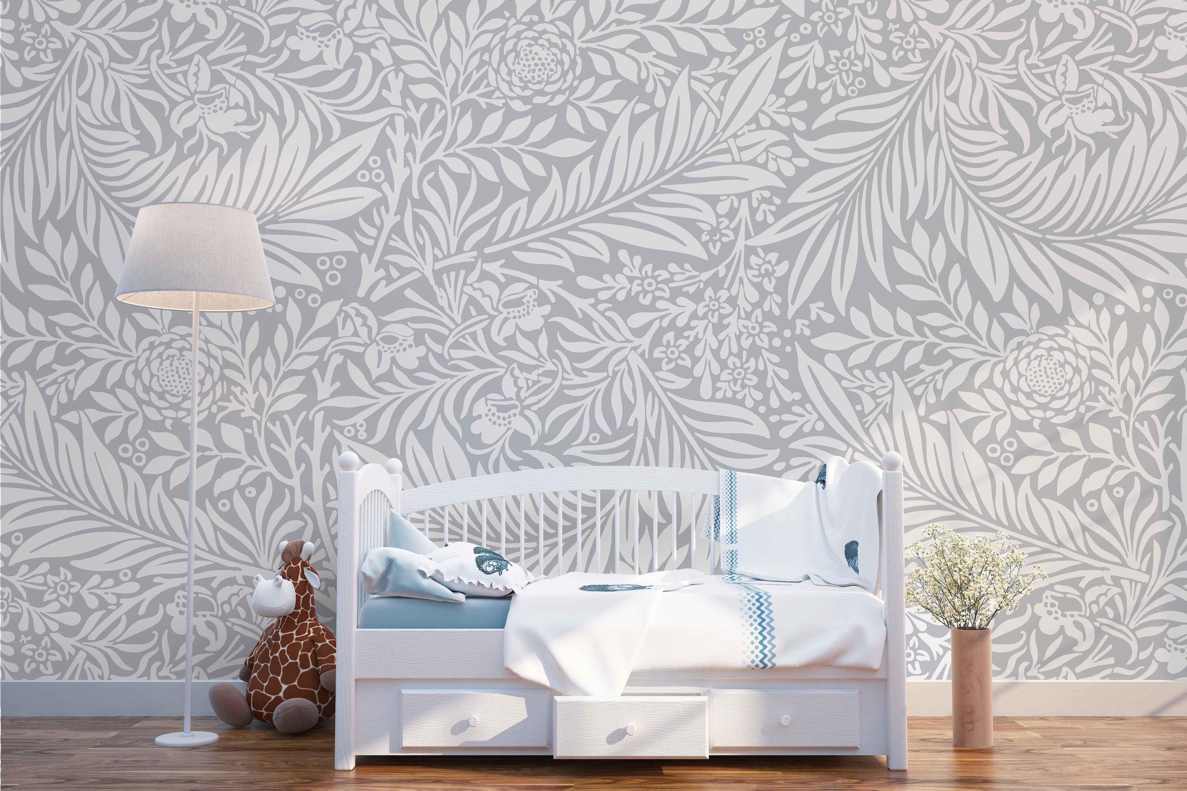 3D Grey Leaves Pattern Wall Mural Wallpaper 25- Jess Art Decoration