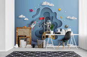 3D Space Astronaut Rocket Star Wall Mural Wallpaper LXL 6- Jess Art Decoration