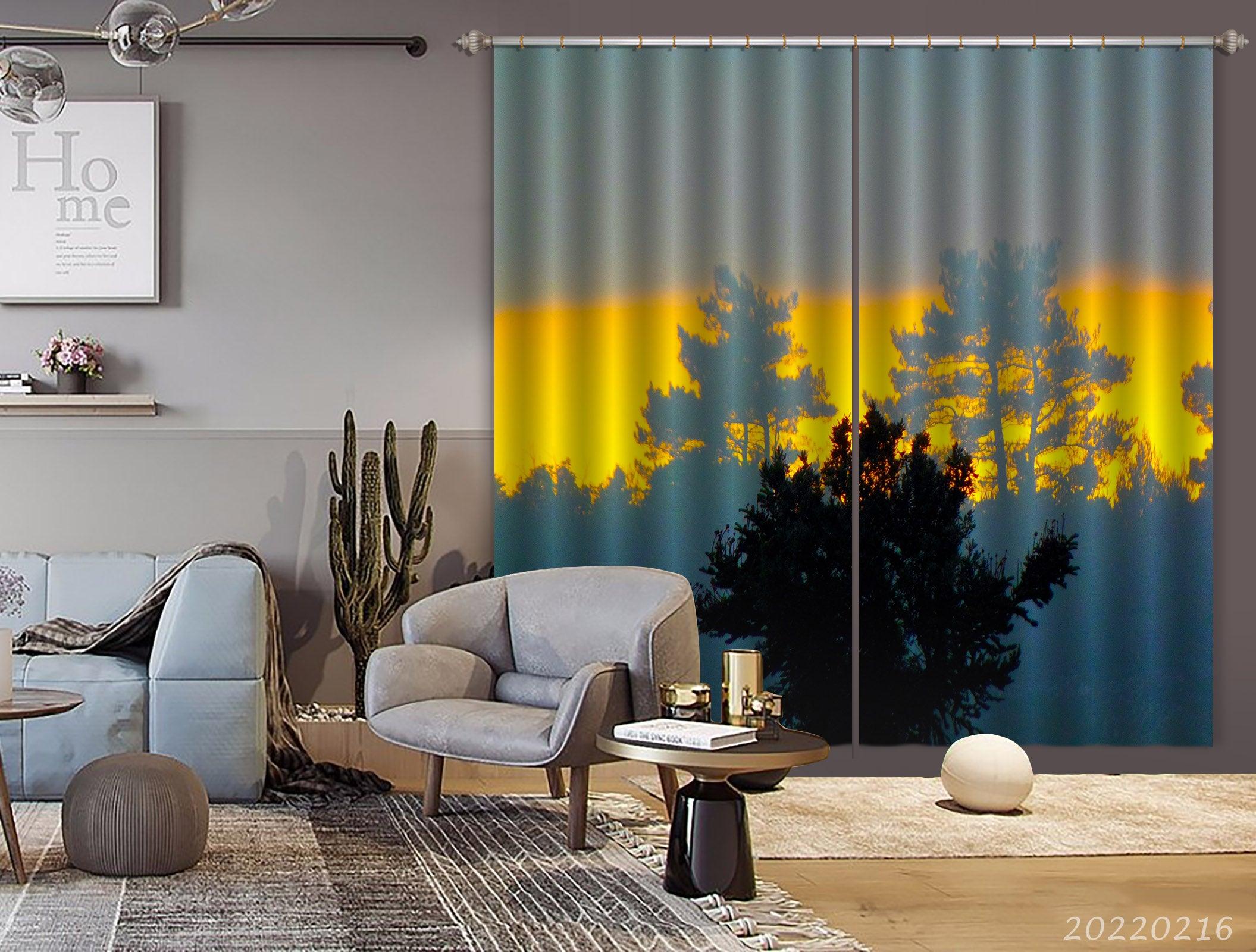 3D Woods Golden Sunbeam Misty Curtains and Drapes GD 2210- Jess Art Decoration
