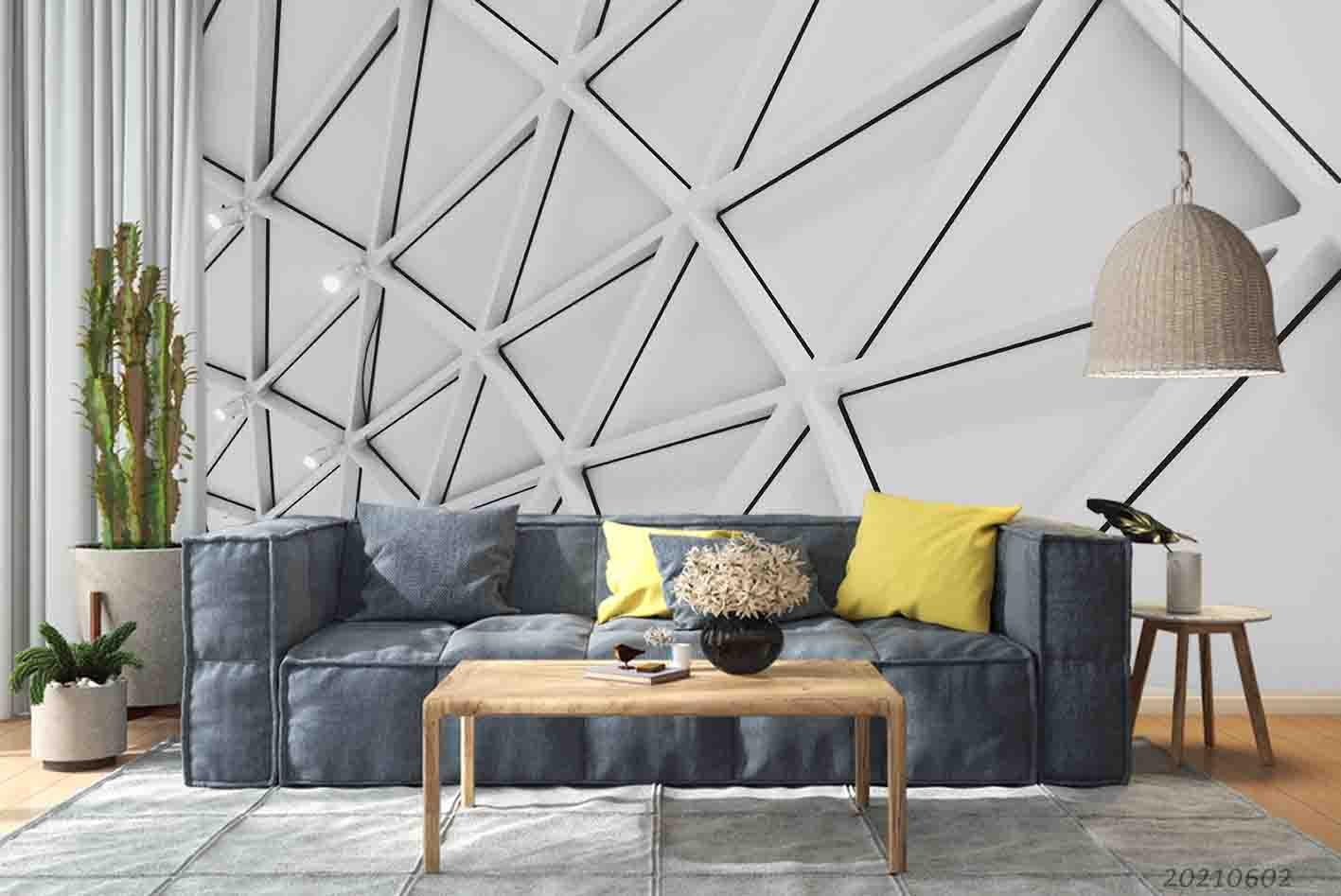 3D Abstract Sphere Triangle Relief Gypsum Wall Mural Wallpaper SWW925- Jess Art Decoration